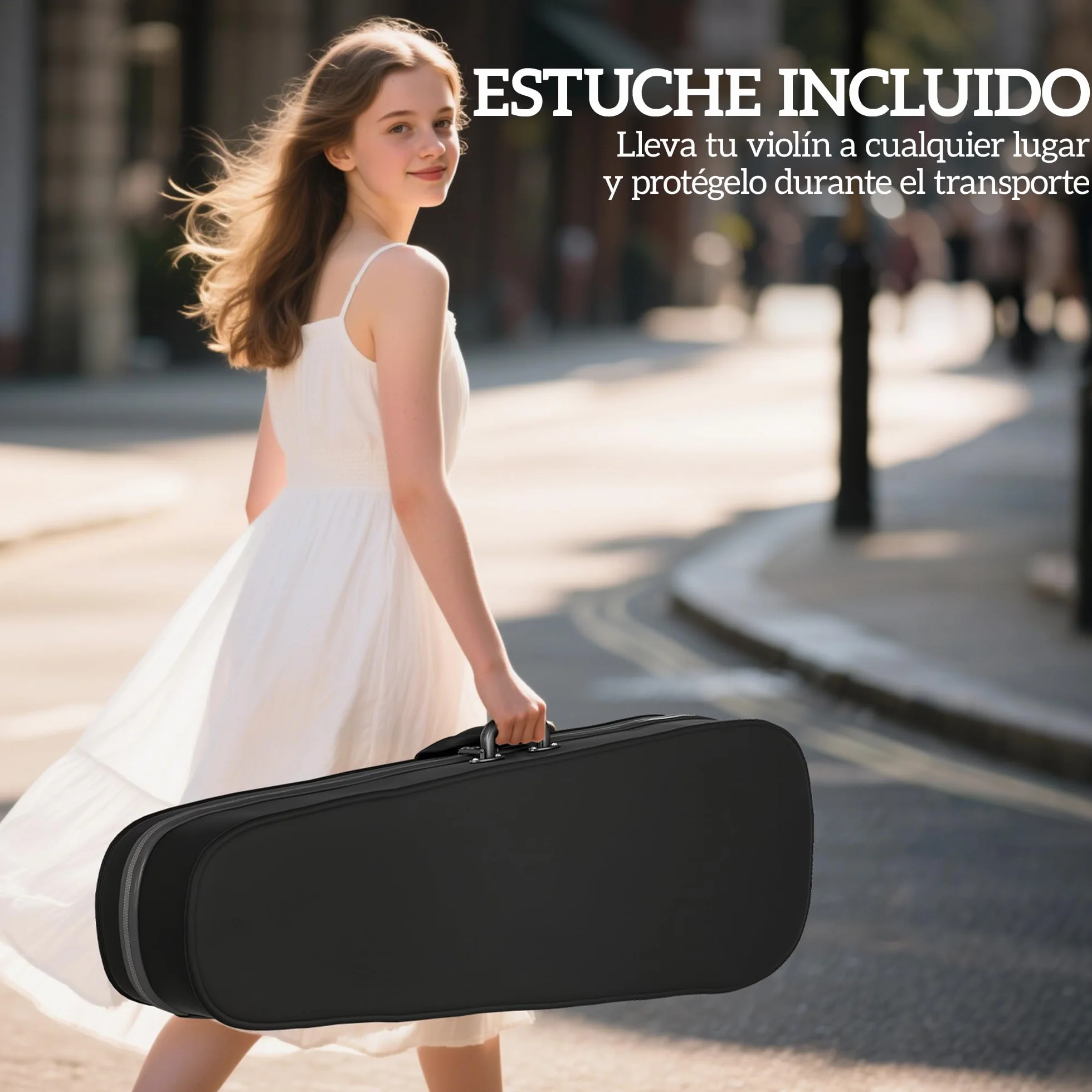 HOMCOM Violín 4/4 de Tamaño Completo de Madera, Set de Violín para Principiantes, Adultos y Niños, con Estuche Ligero, Arco, Colofonia, Afinadores, Cuerdas y Soporte para Hombro, Negro
