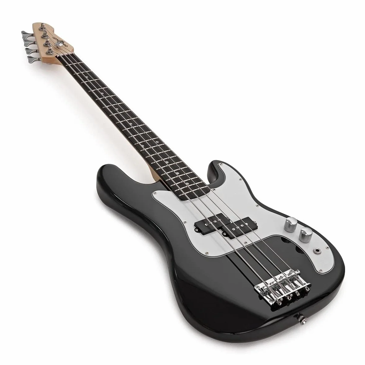 Gear4music Guitarra de bajo tamaño 3/4 negra con funda y cable