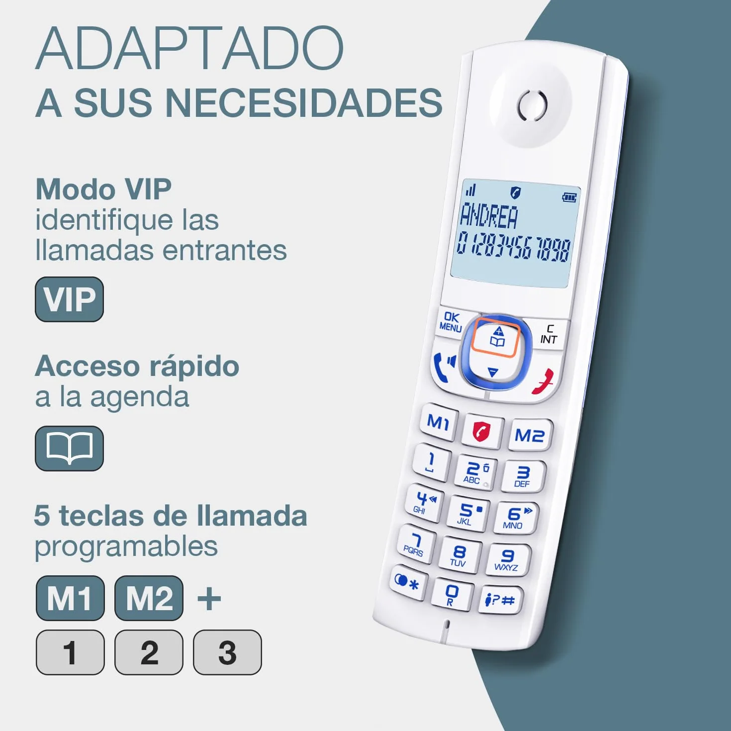 ALCATEL F530 Teléfono inalámbrico DECT Gran pantalla retroiluminada Manos libres Bloqueo de llamadas Blanco/Azul