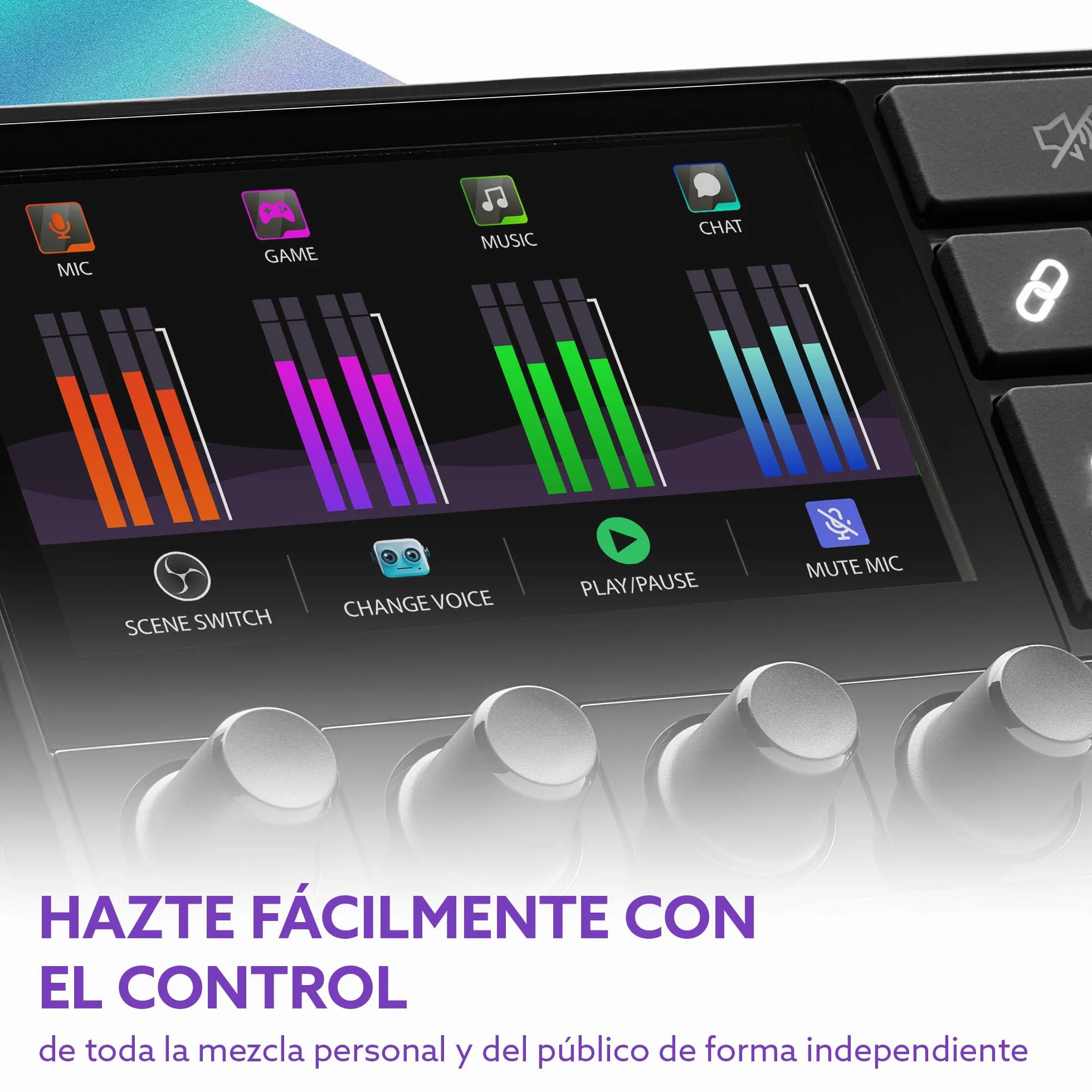 Hercules Stream 200 XLR - Mezclador de Audio y Tarjeta de Sonido para Streaming (Entrada XLR Profesional, Pantalla LCD, Control de Mezcla Dual para Público/DJ, PC Windows) Negro