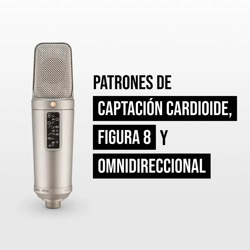 RØDE NT2-A Micrófono de condensador cardioide de gran diafragma versátil RØDE NT2-A con patrón polar conmutable, atenuador y filtro paso alto para grabación de voces e instrumentos