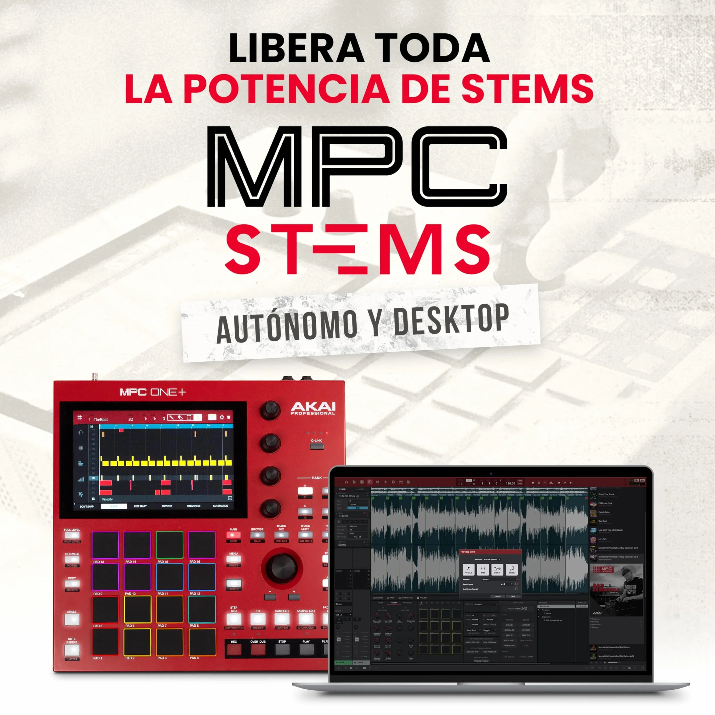 Akai Professional MPC One+ Drum Machine, Beat Maker y Controlador MIDI Autónomo con WiFi, Bluetooth, Drum Pads, Plug-ins de Sintetizador, Pantalla Táctil e Integración con Native Instruments