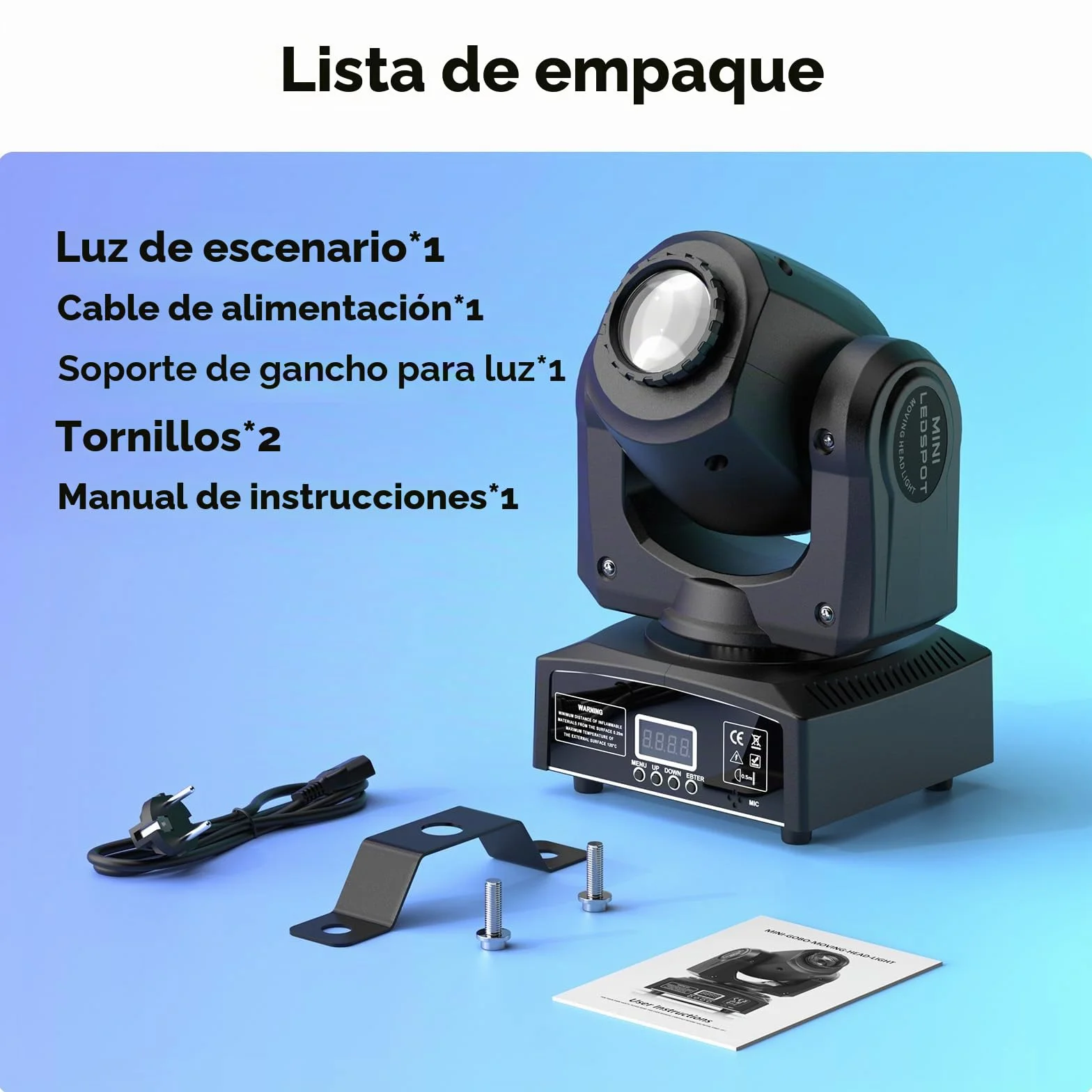 Mini 50W Cabeza Móvil LED Foco Luces de Escenario, RGBW Luz de Discoteca con 8 Patrones 8 Colores Efectos de Iluminación Wash Focus Control de Sonido DMX512 para KTV Bares DJ Fiesta 2 unidades
