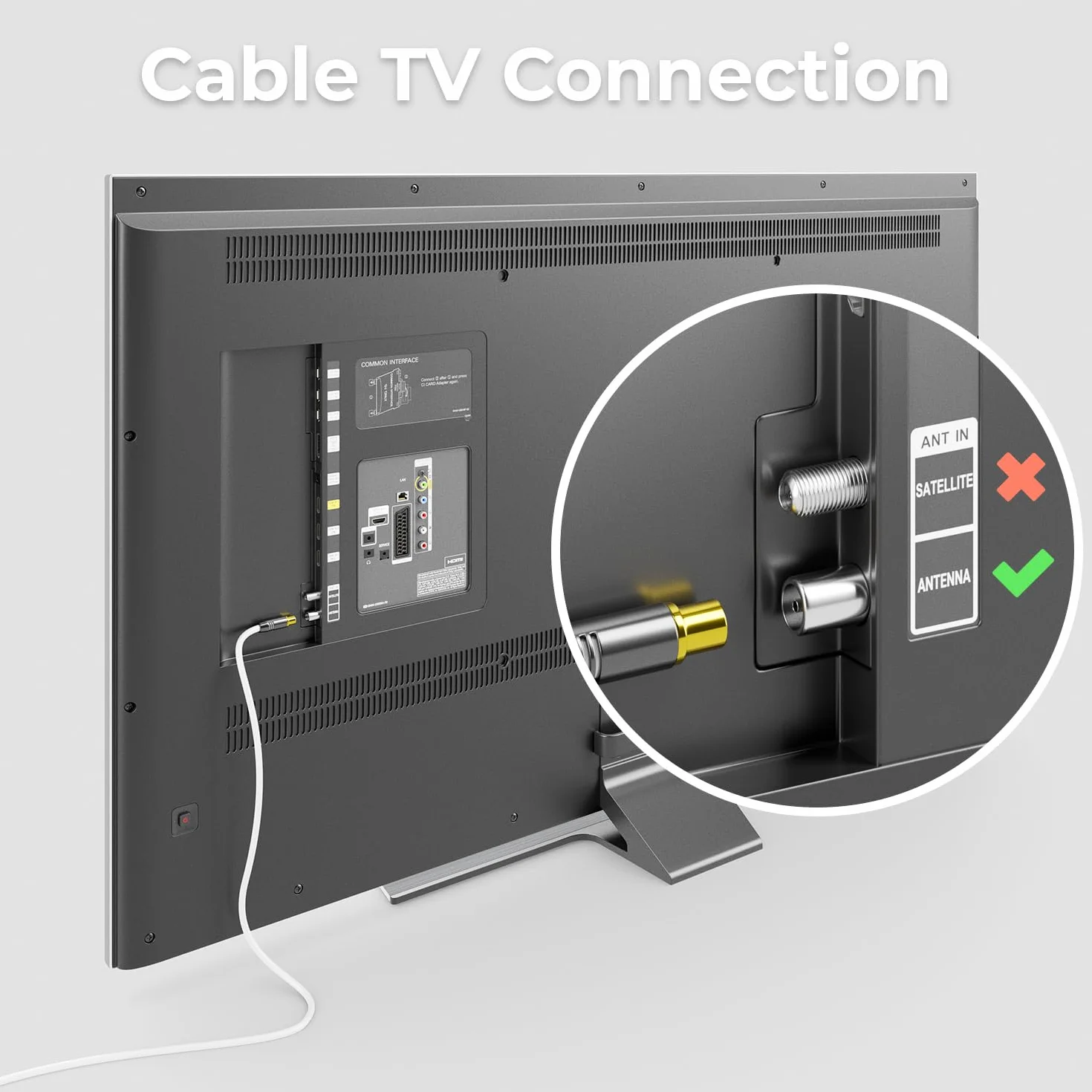 deleyCON 3,0m Cable Antena TV 4K - 4K Ultra-HD Full HD HDTV - 1x Acodado - Cable Coaxial - Conector IEC (Recto) a Toma IEC (90° Grados) - Conector Metálico - Blanco
