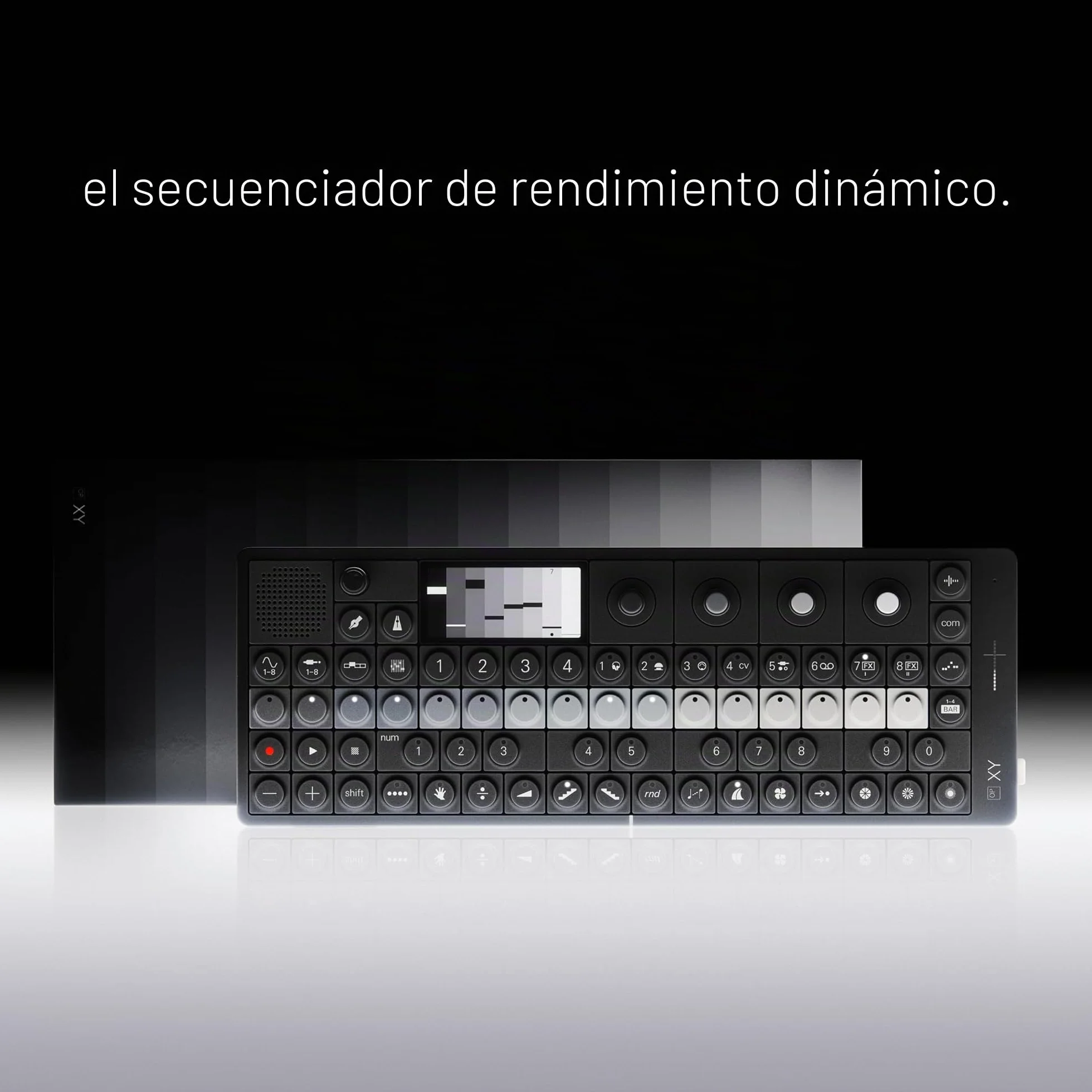 Teenage Engineering OP-XY sintetizador y sampler portátil (secuenciador de 64 pasos con 8 motores de sintetizador, micrófono y altavoces integrados, equipo de grabación), negro