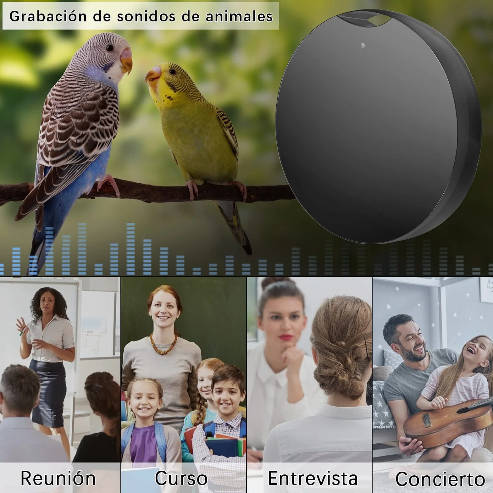 16GB Grabadora de Voz Profesional con Reproducción y OTG, Redonda Portátil Grabadora Activacion por Voz, hasta 192 Horas Grabación y 32 Horas Batería, Pequeño Dispositivo de Grabación