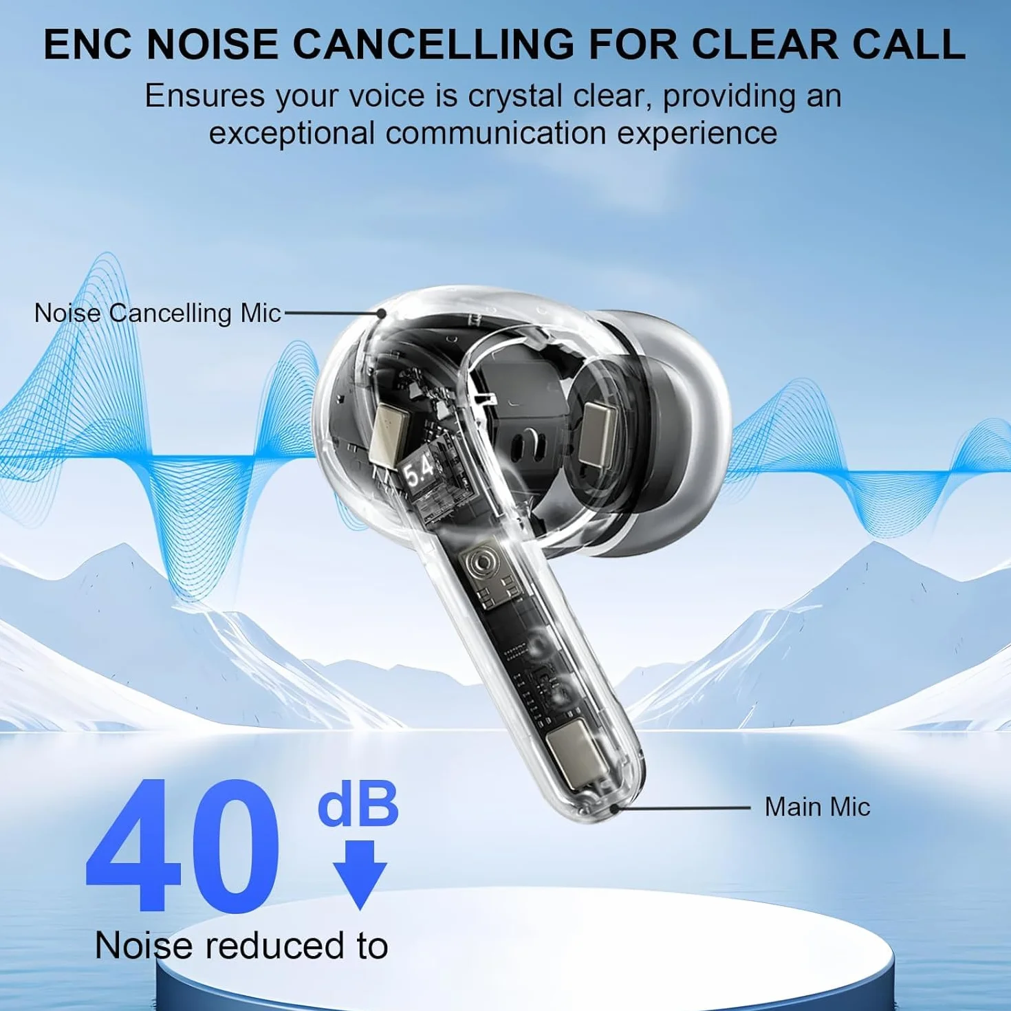 Auriculares Bluetooth, Auriculares Inalámbricos Bluetooth 5.4 con 4 micrófonos de cancelación de Ruido ENC, Cascos Inalambricos Bluetooth estéreo HiFi de 48 Horas, IPX7 Impermeable Audifonos