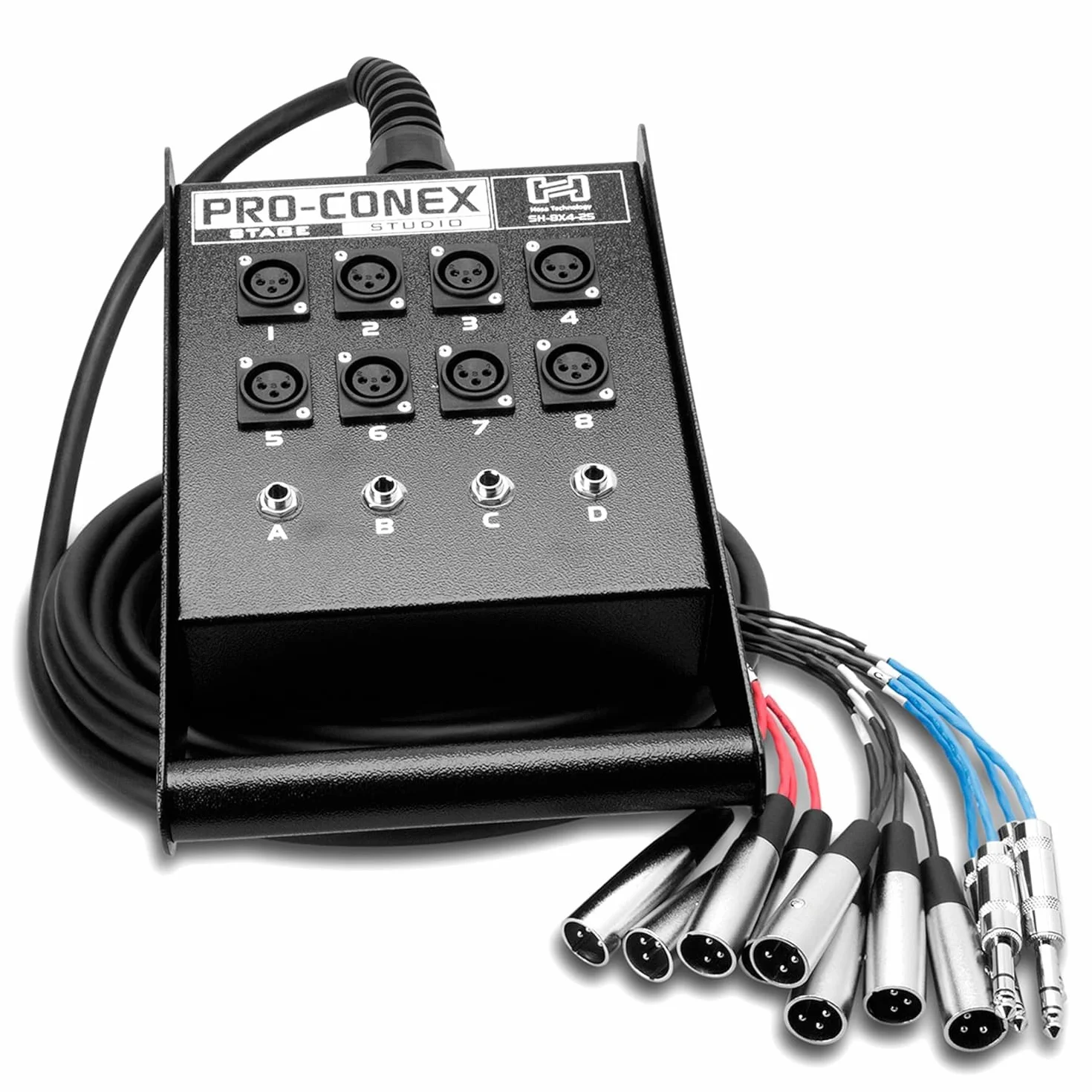 Hosa SH-8X4-25, Pro-Conex Stage Box Snake, Hosa 8 x XLR Sends and 4 x 1/4 in TRS Returns, 25 ft