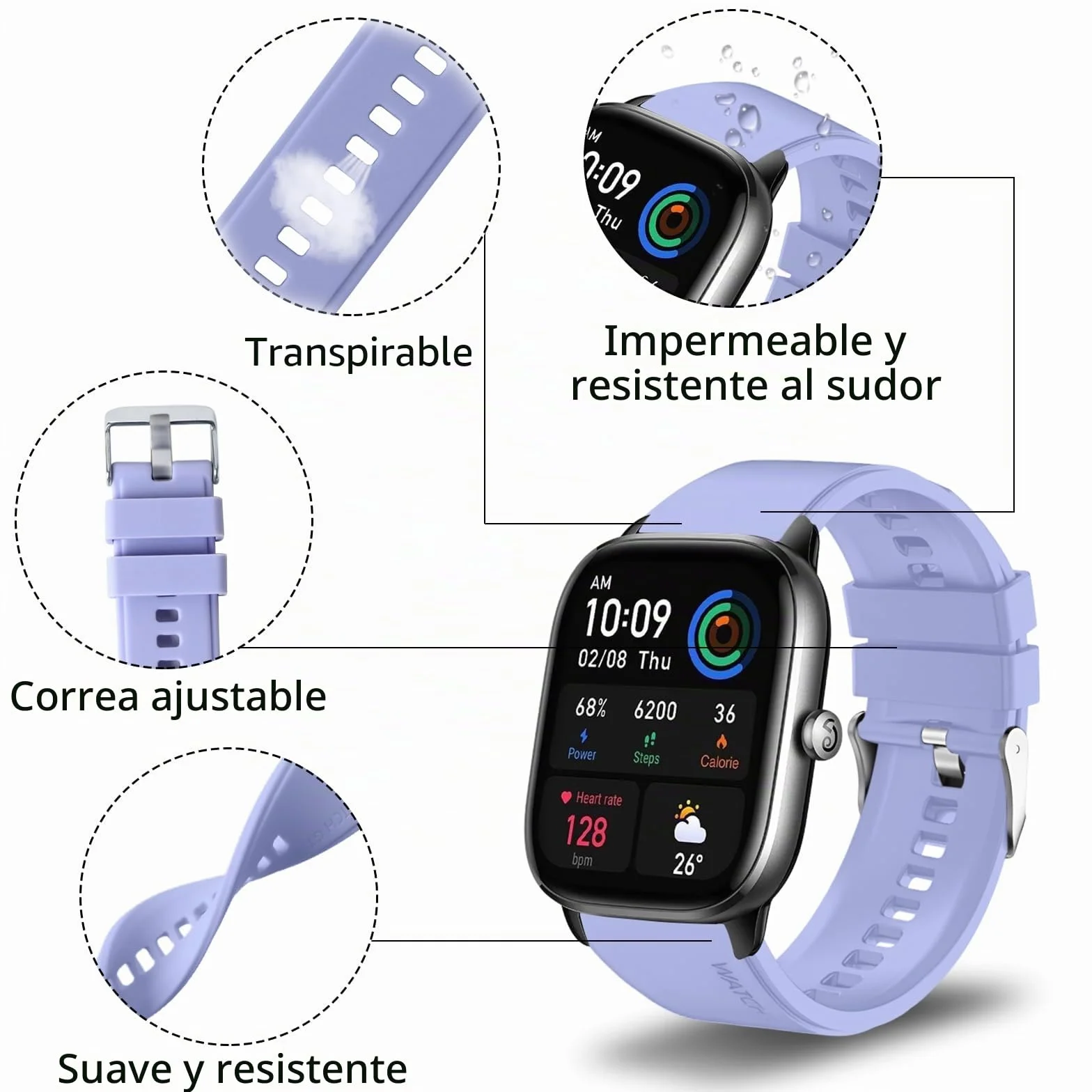 Correas 20mm Compatibles con Amazfit GTS 4, GTS 3, GTS 2, Bip 3, Bip U, Bip S, Bip - Silicona 5 Piezas
