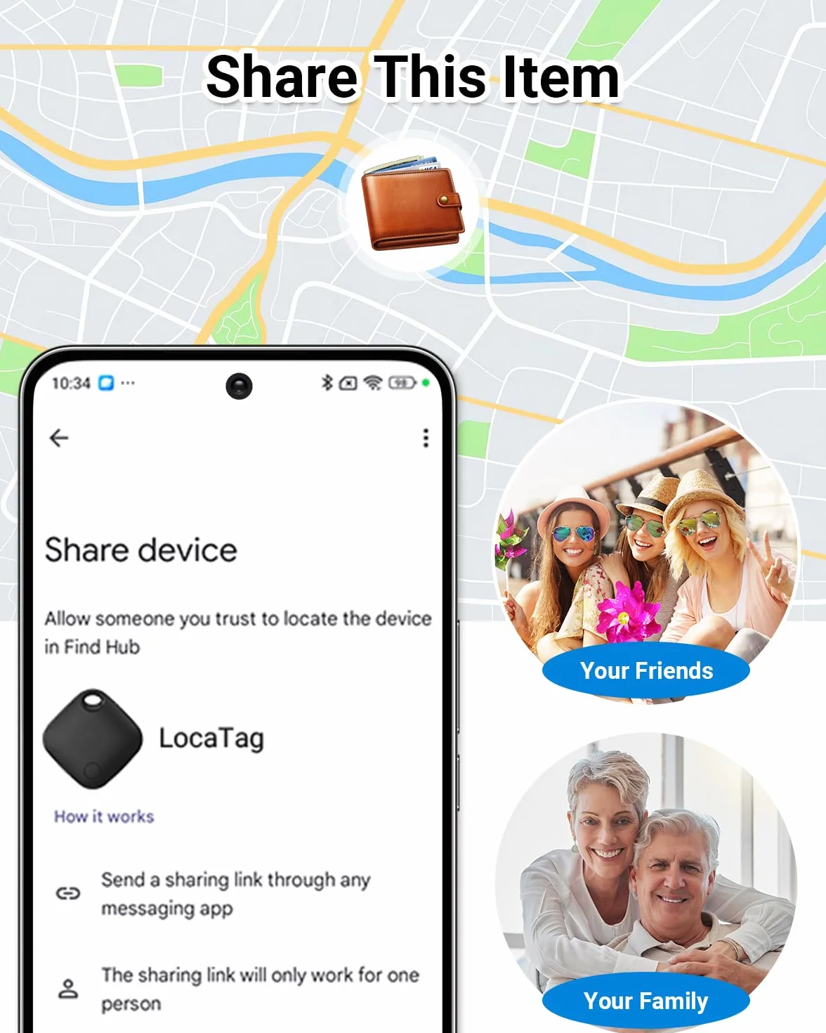 Smart Tag Bluetooth Localizador Llaves Paquete de 4 Android Aplicable Buscar mi Dispositivo Google Smart Finder Equipaje Negro