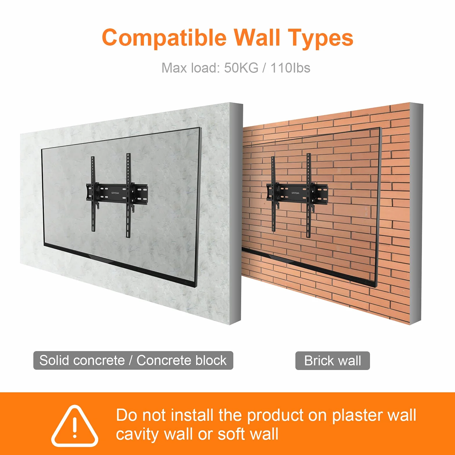 GRIFEMA GB1004-2 Soporte TV de Pared Articulado Inclinable 26"-65" VESA 400x400mm 50kg