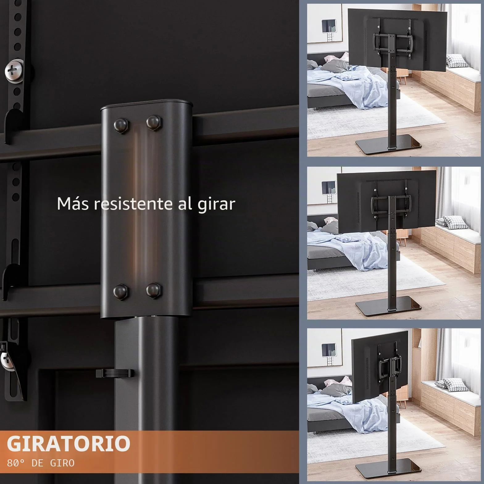 Soporte TV Pie Suelo Giratorio 80° Altura Ajustable para TV LCD LED OLED 27-65 Pulgadas VESA 400x400 mm