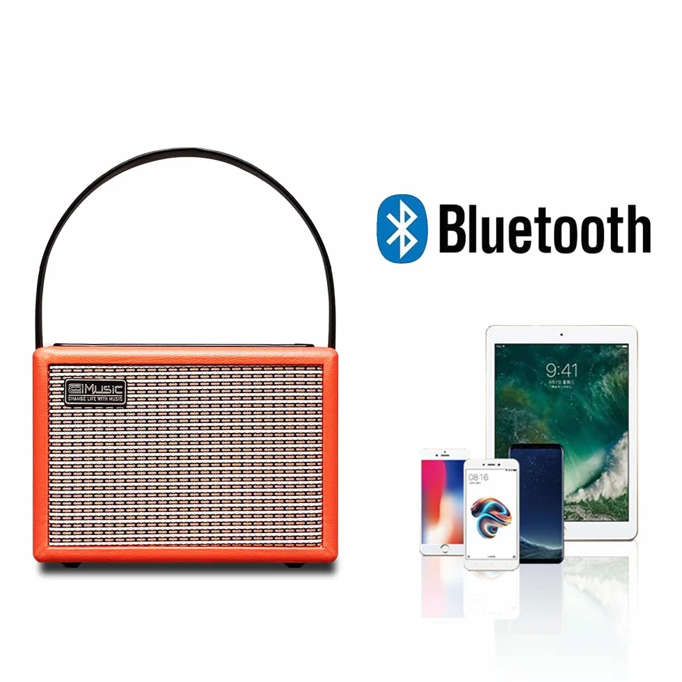 Coolmusic 15G portátil con Bluetooth amplificador de guitarra acústica, amplificador de guitarra eléctrica, con ganancia y reverberación(naranja)