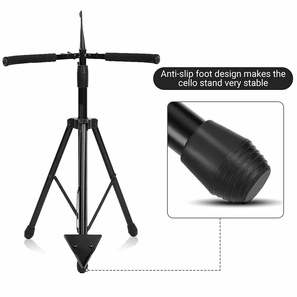Ejoyous Soporte para Violonchelo y Violín, Plegable Trípode de Altura Ajustable, Acero Inoxidable, 4/4