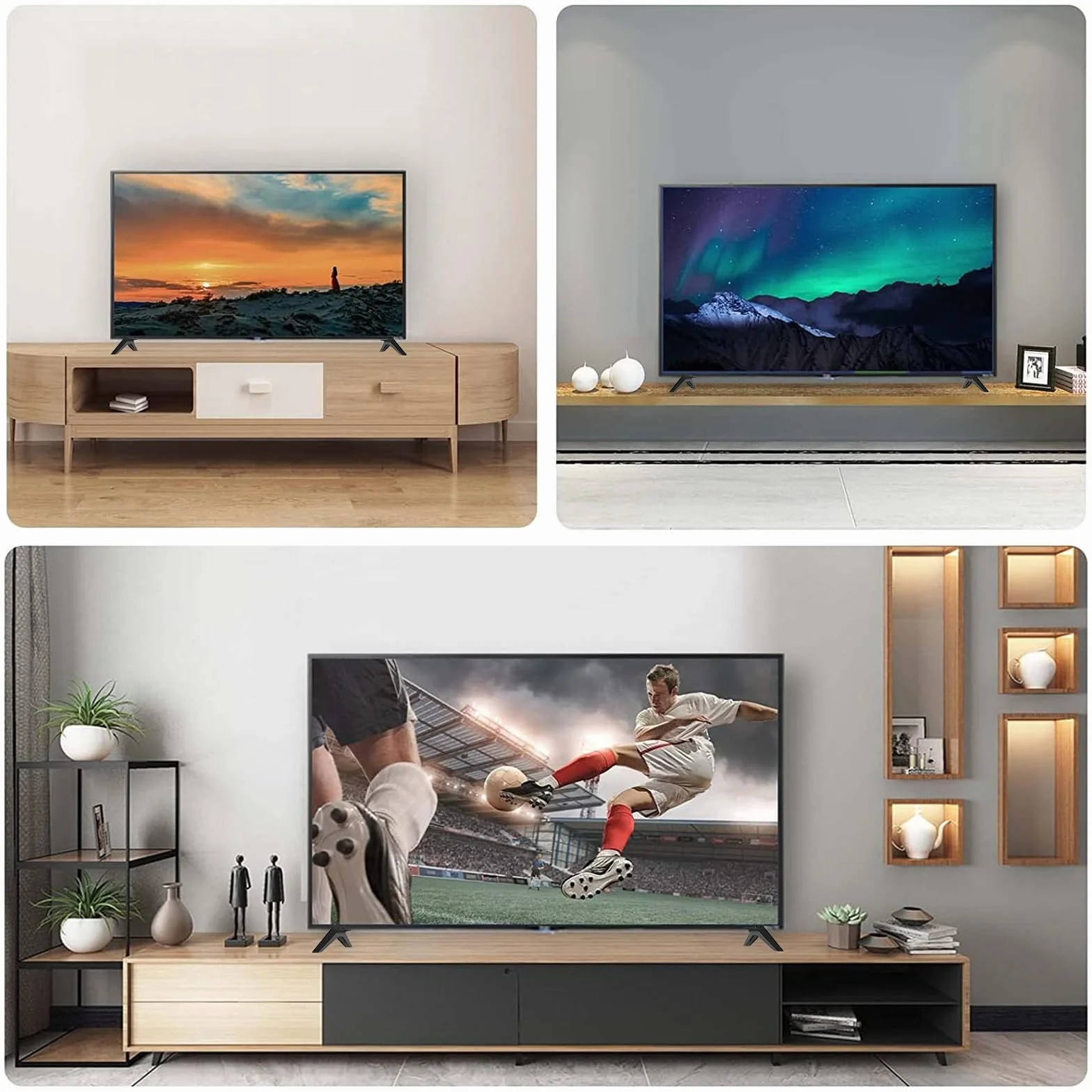 Juego De 2 Patas para LG TV Mueble, Patas De Muebles De TV Base De Soporte para LG Tvs 49 59 55 Y 60 Pulgadas Soporte De Reemplazo para Televisores con Tornillos Negros (49 59 55 Pulgadas)