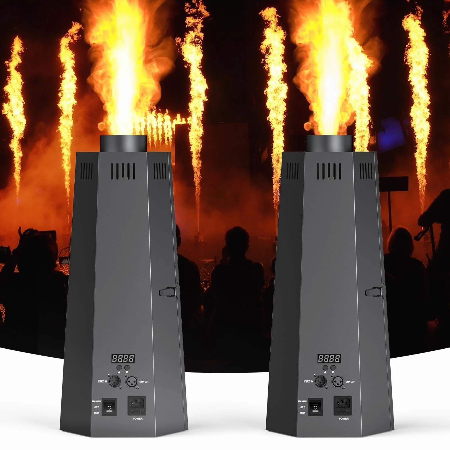 Lanzallamas, 2 unidades, 150 W, proyector de llama con control DMX, Dj Jet Flame Machine para conciertos, espectáculos, fiestas, Halloween, Navidad, eventos deportivos