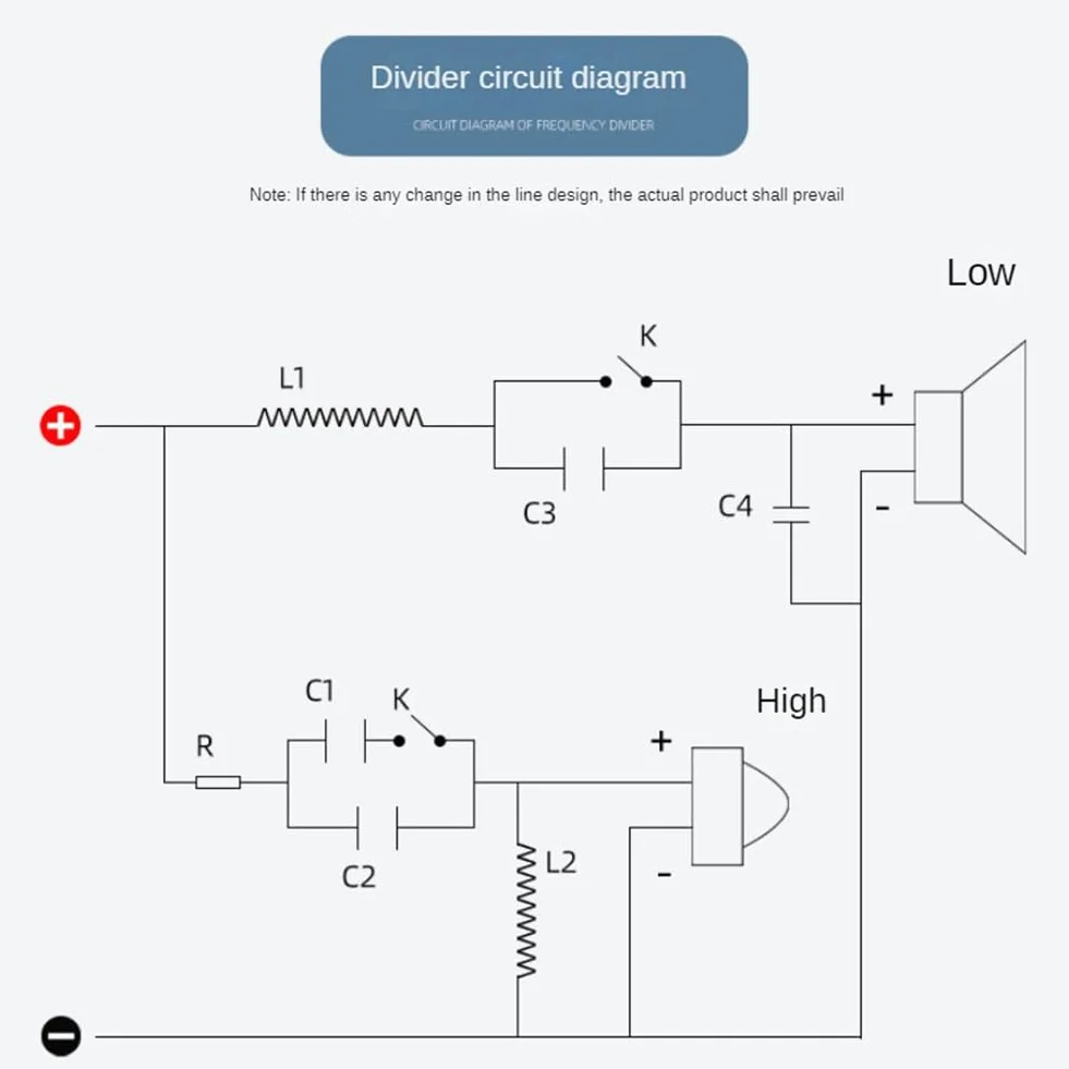 Divisor de Frecuencia 2 Vías 250W 2500Hz-3000Hz Crossover Audio Altavoz DIY