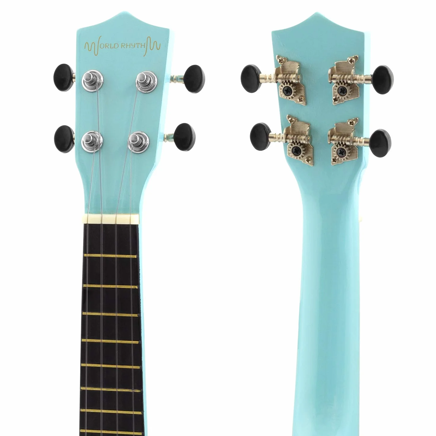 WR-306 - Ukelele soprano para principiantes, acabado azul claro con bolsa para concierto, cuerdas de repuesto para ukelele y púa de fieltro