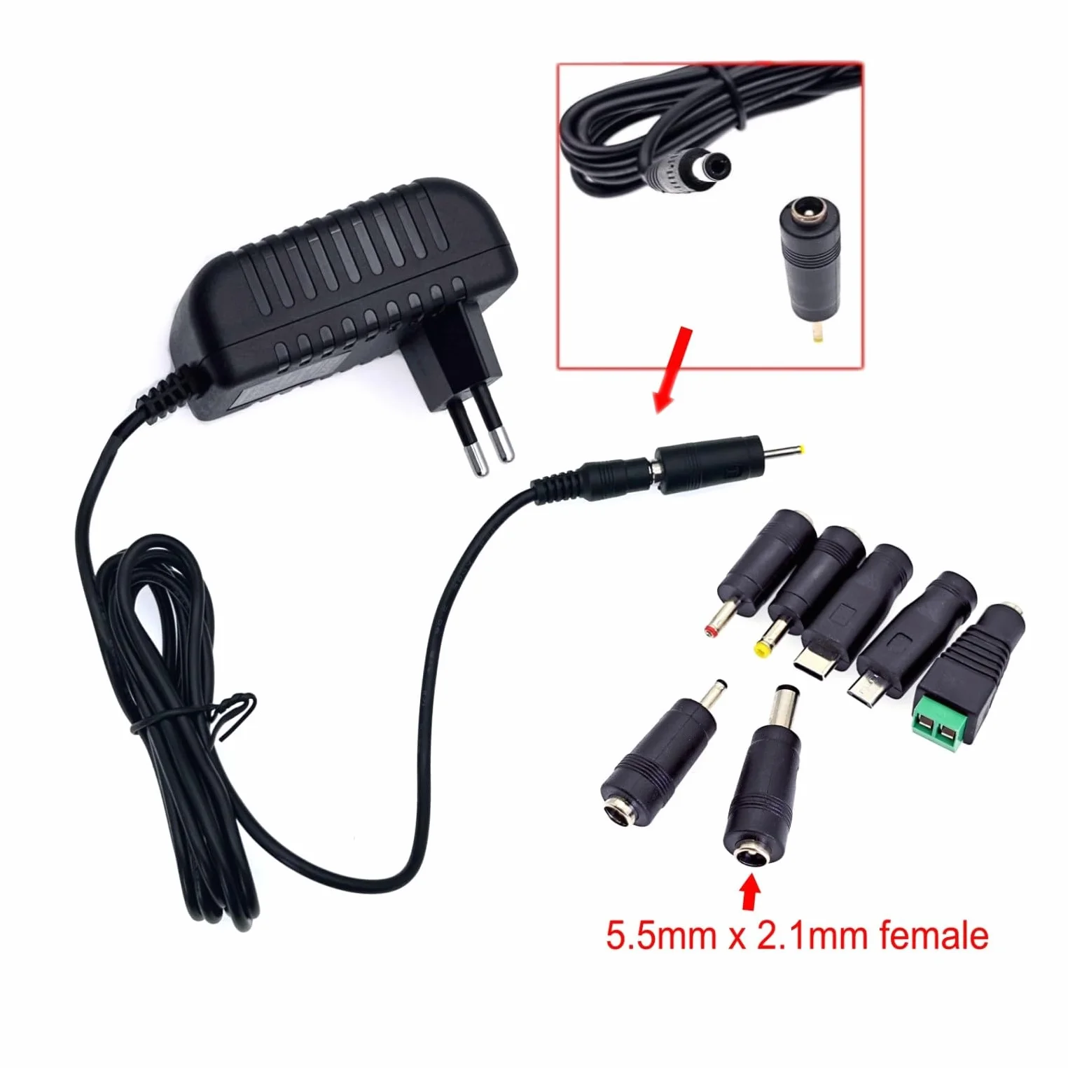 JZK 5V 1A DC Netzteil Adapter mit 8 Stecker DC Stecker AC 100-240V zu 5 Volt 1 Amp 1000mA Netzteil Transformator für 5V LED Streifenluchten Router, Audio, Video