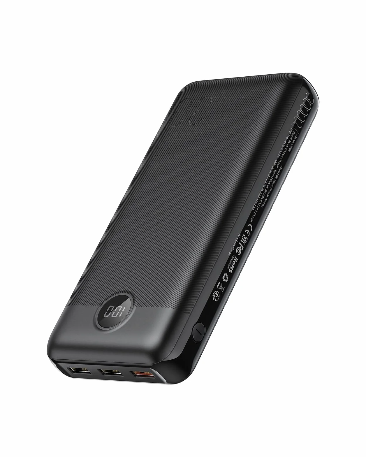 VEGER Batería Externa Carga Rápida 30000mAh, Power Bank 20W con 4 Salidas y 2 Entradas, Batería Portátil USB C con Pantalla LED, Cargador Portátil para iPhone, iPad, Samsung, Android, Tablets y más