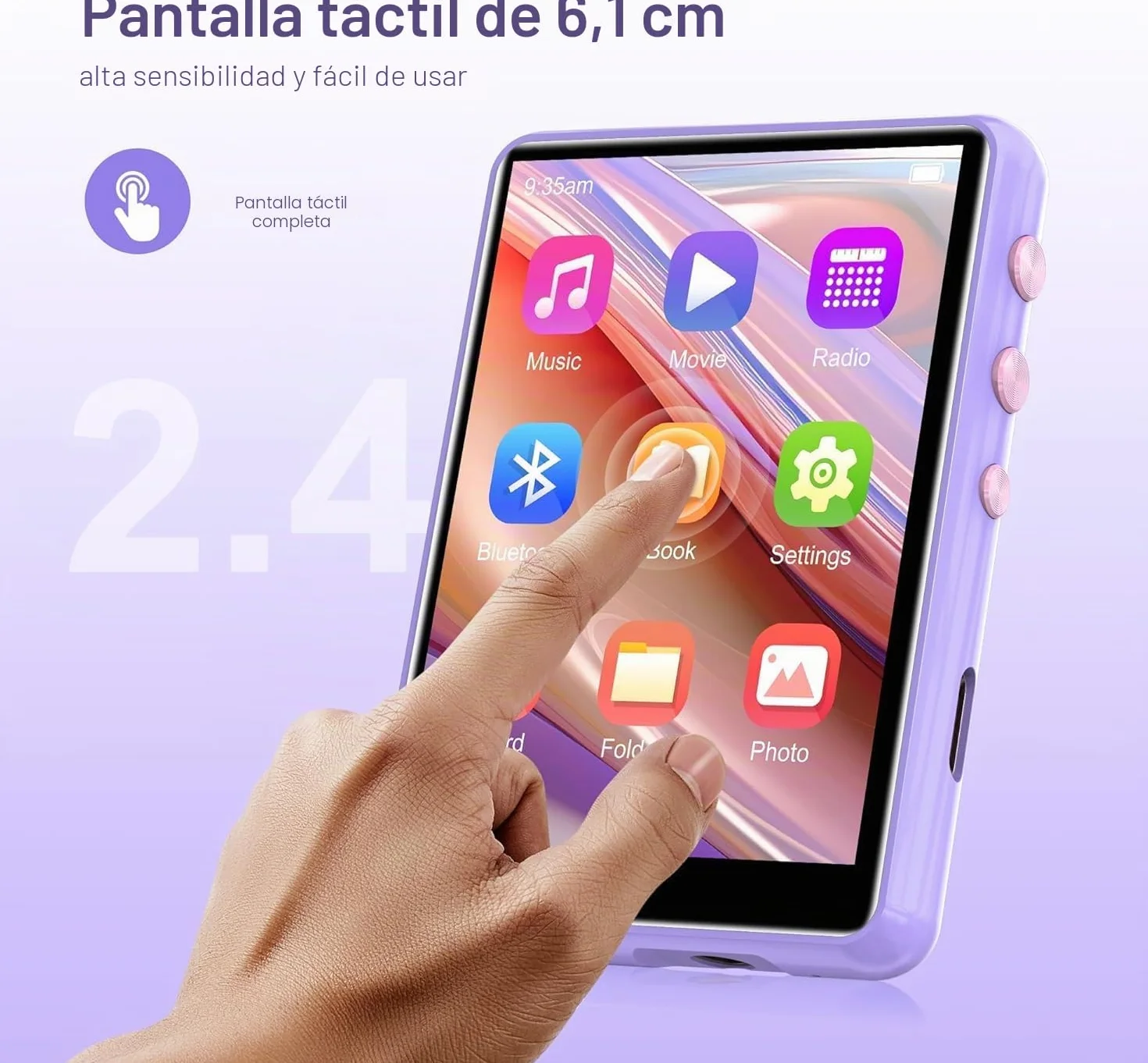 SWOFY Reproductor MP3 Bluetooth 5.3 64 GB Hi-Fi con Pantalla Táctil 2.4 Pulgadas