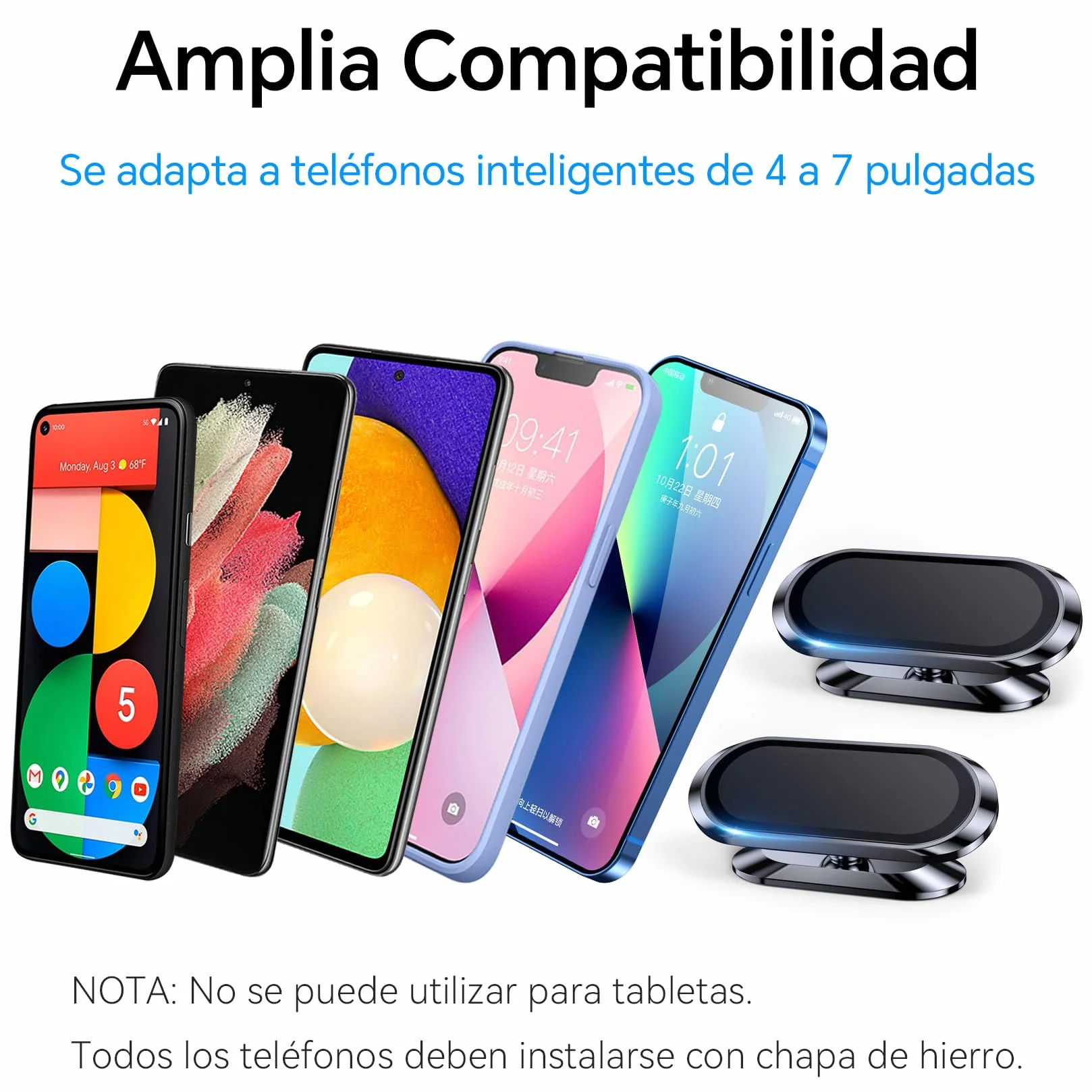 Coolpow Soporte Magnetico Movil Coche [2 Piezas],Soporte Movil Coche Iman Fuerte para Salpicadero 360°Rotación,Suporte Telemovel Carro para iPhone 17/16/15/14 & Smartphone,Incluye Placa Metal Adhesiva
