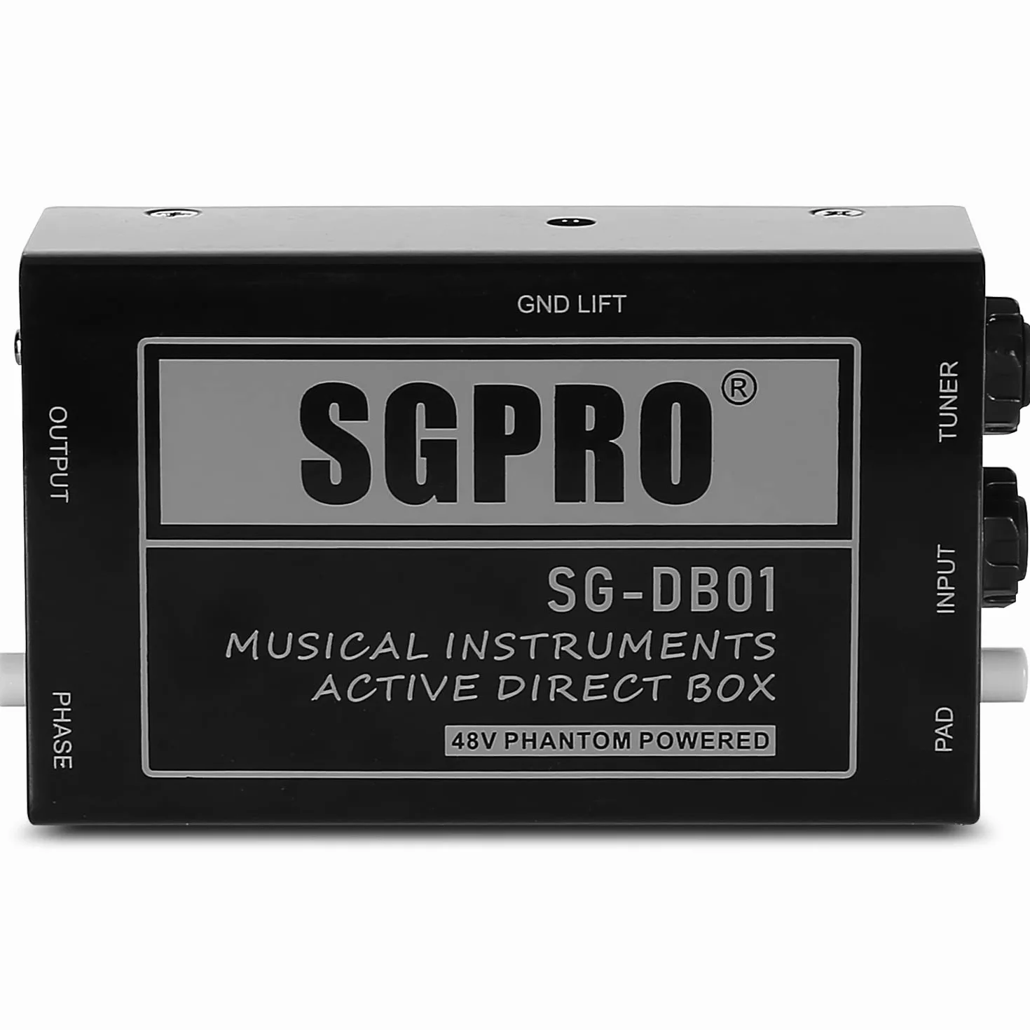 SGPRO Active Direct Box, DI Box para Instrumentos en Vivo o de Grabación como Guitarra y Teclado Actuación en Vivo o Estudio 1/4 de Pulgada a XLR, Alimentado por Fantasmas y Levantamiento de Tierra