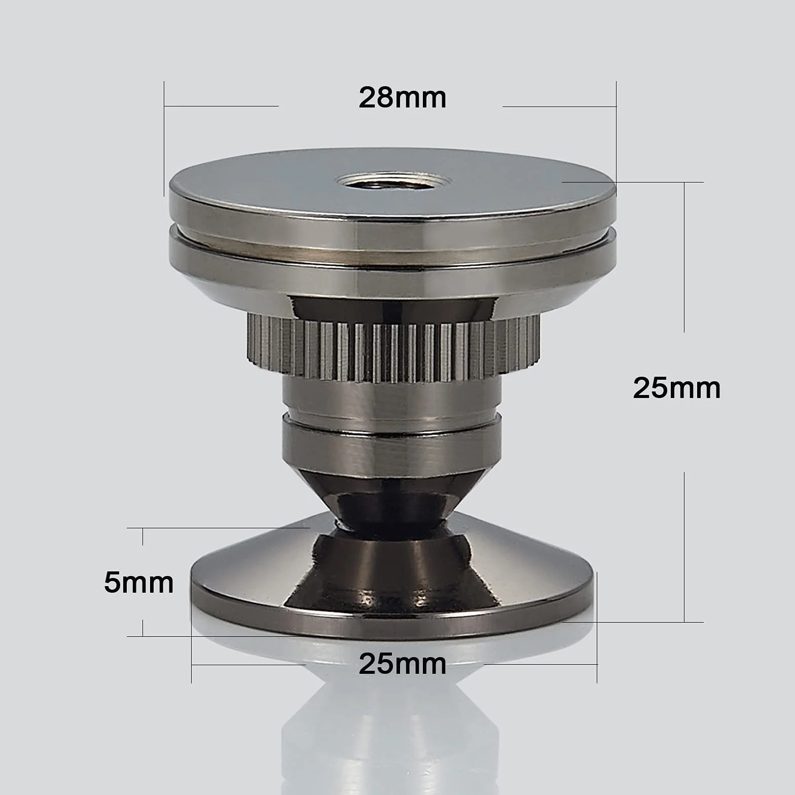 Puntas de desacoplo para Altavoces, Soportes de Altavoz para CD Audio Subwoofer, 8 Piezas Spikes de desacople HiFi con 16x Almohadillas Adhesivas, Ajustables en Altura, Negro