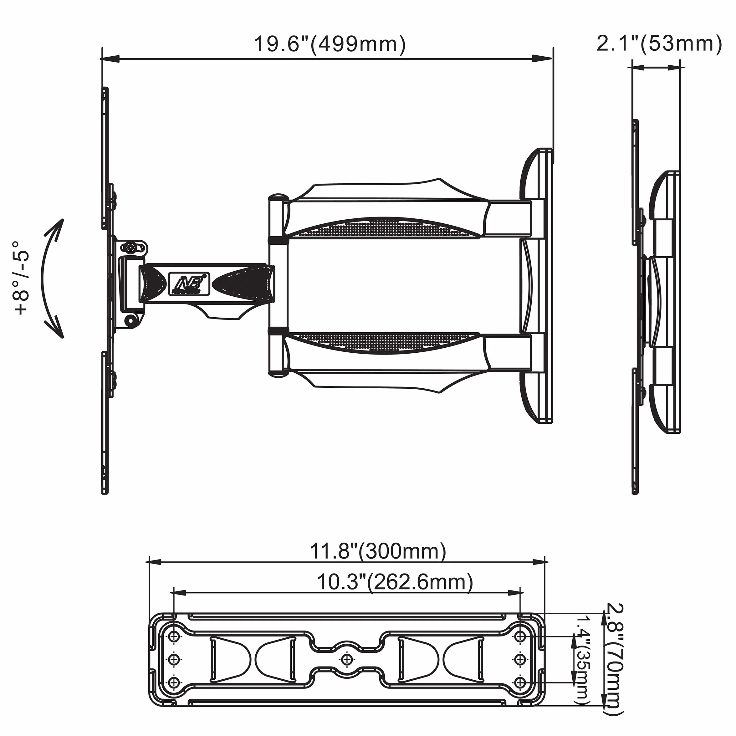 Soporte TV Pared Inclinable Giratorio 32-55 Pulgadas 31,8 kg MAX VESA 400x400mm