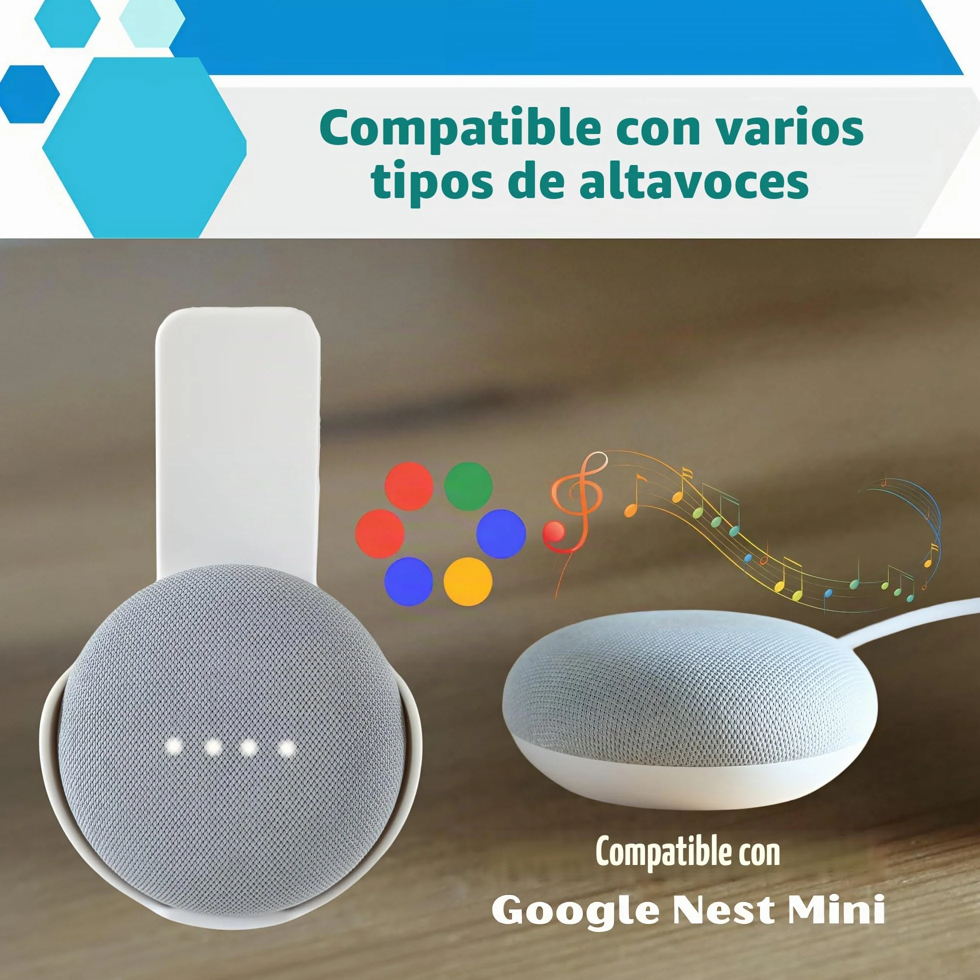 Sintron Soporte de Pared para Echᴏ Pop, Soporte para Altavoz inteligente, Ahorra Espacio, Sin Necesidad de Tornillos, Gestión de Cable Integrada, Diseño Decorativo, Compatible con Google Nest (Blanco)