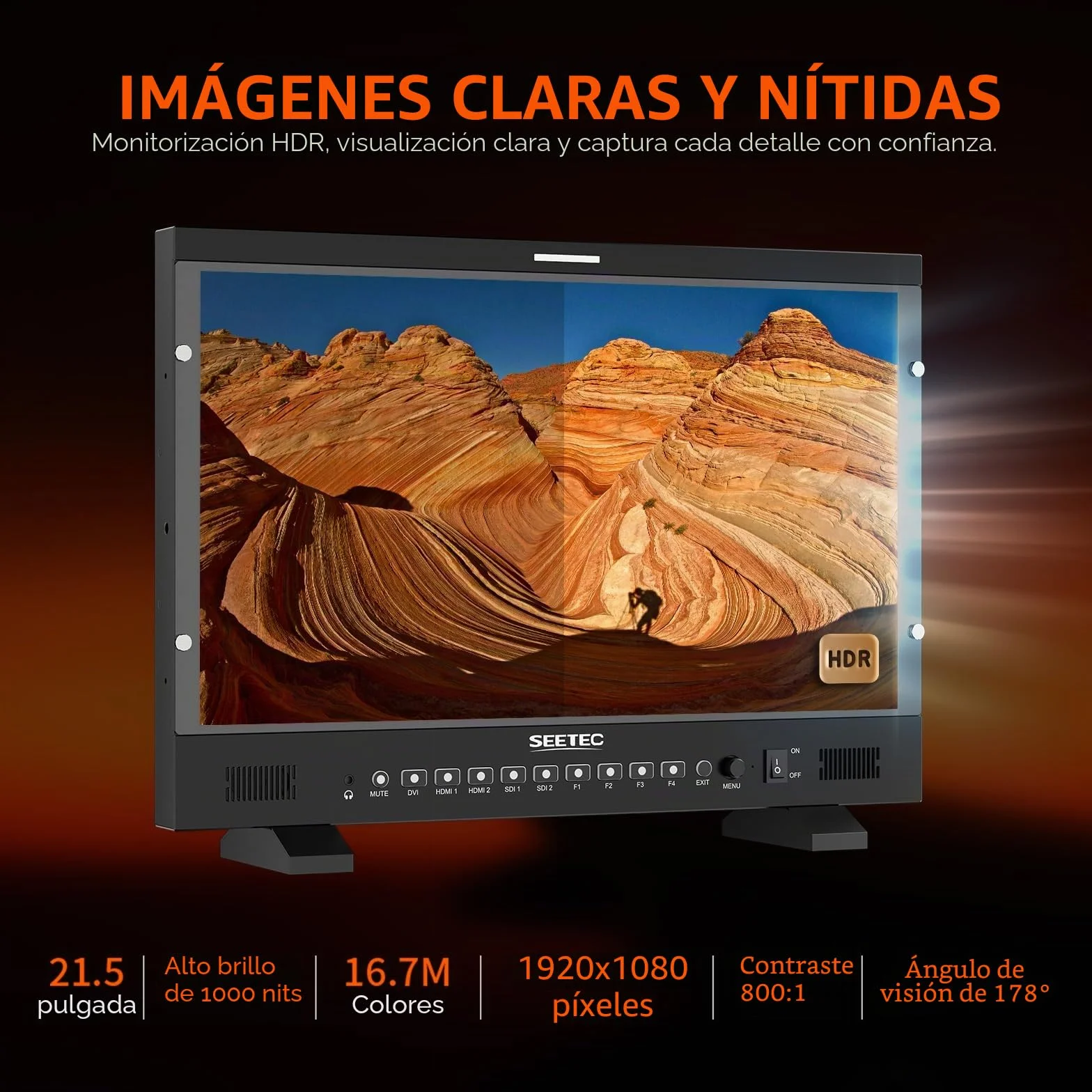 P215 Pro Monitor de producción Broadcast Director 1000nit de 21,5 Pulgadas con HDR de Forma de Onda LUT, Salida de Entrada HDMI 3G-SDI, Soporte HDMI 4K 60