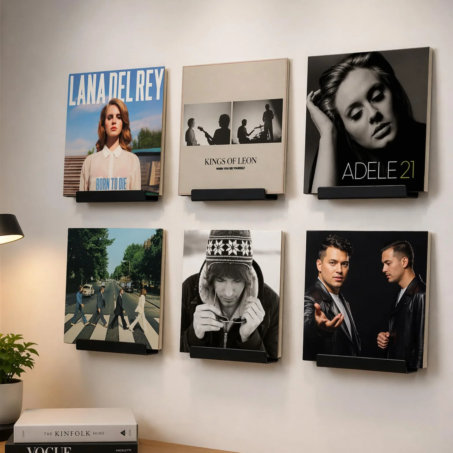 6 Pièces Support Vinyle Mural Noir, Étagère Murale en Acrylique 10x3,5x3 cm avec Vis, práctico almacenamiento de álbumes, LPs y libros para el hogar o la oficina (negro 06)
