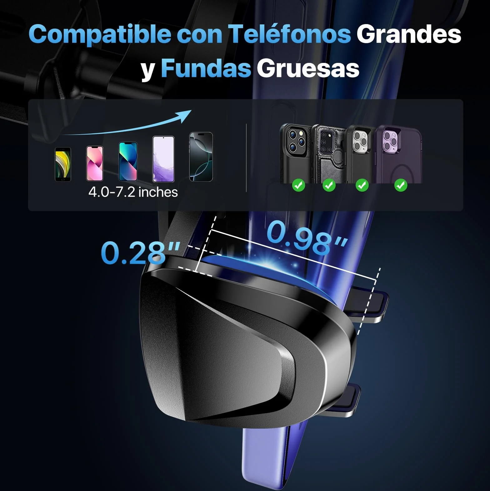 Miracase Soporte Movil Coche [Potente Ventosa& Gancho Doble Metálico] 3 in 1 Suporte Telemovel Carro para Parabrisas/Salpicadero/Ventilación de Aire, Soporte Teléfono Coche Universal para Smartphone