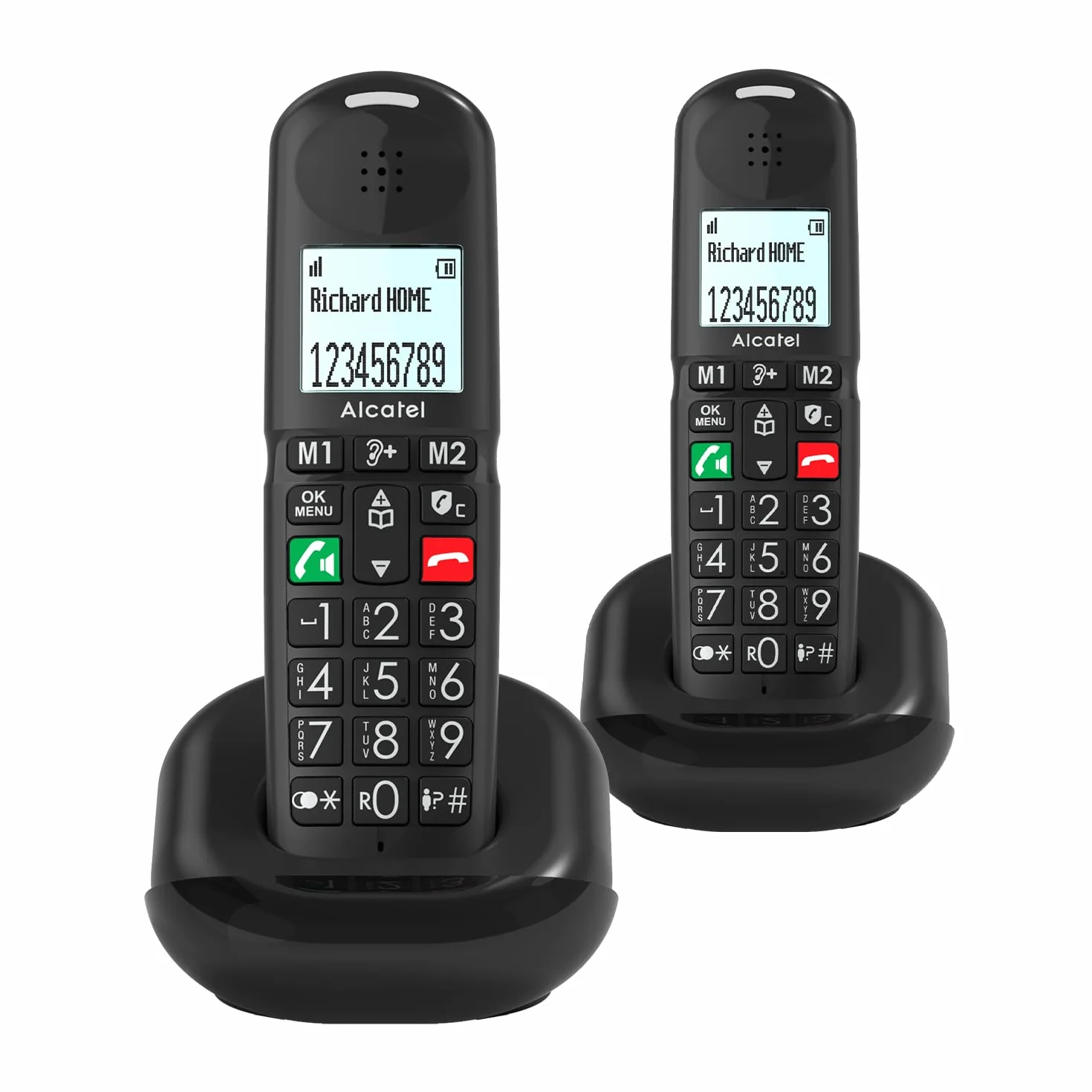 ALCATEL XL685 Duo Teléfono Fijo Inalámbrico DECT Senior Formato XL Pantalla Gráfica Alta Legibilidad Teclas Grandes Audio Boost Manos Libres Bloqueo Llamadas 2 Teléfonos Negro