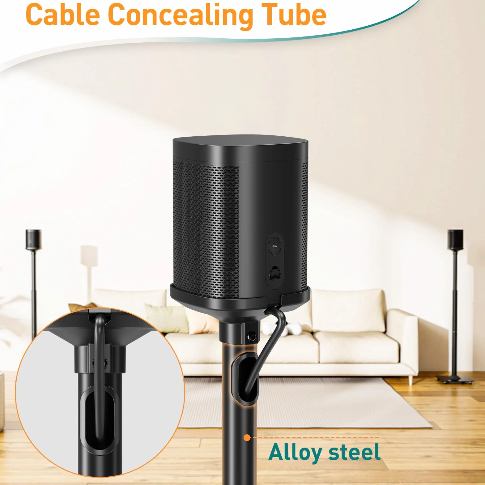 ELIVED Soporte de Altavoz para Era 100, Sonos One, One SL Play: 1, Altura Ajustable de 86,8 a 110,3 cm, Soporte de Altavoz, 1 par, EV5024