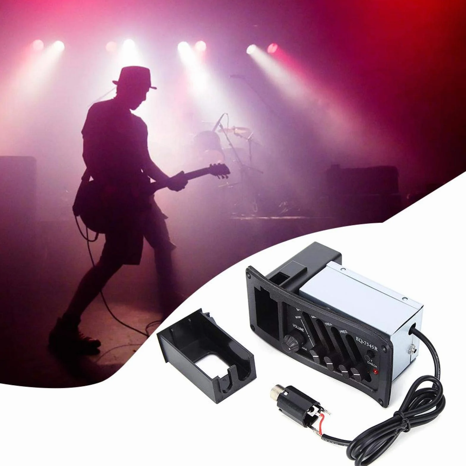 Pastilla de guitarra clásica 7545R, pastilla de guitarra acústica, control de volumen de 4 bandas para guitarras clásicas Guitarra acústica Guitarras populares