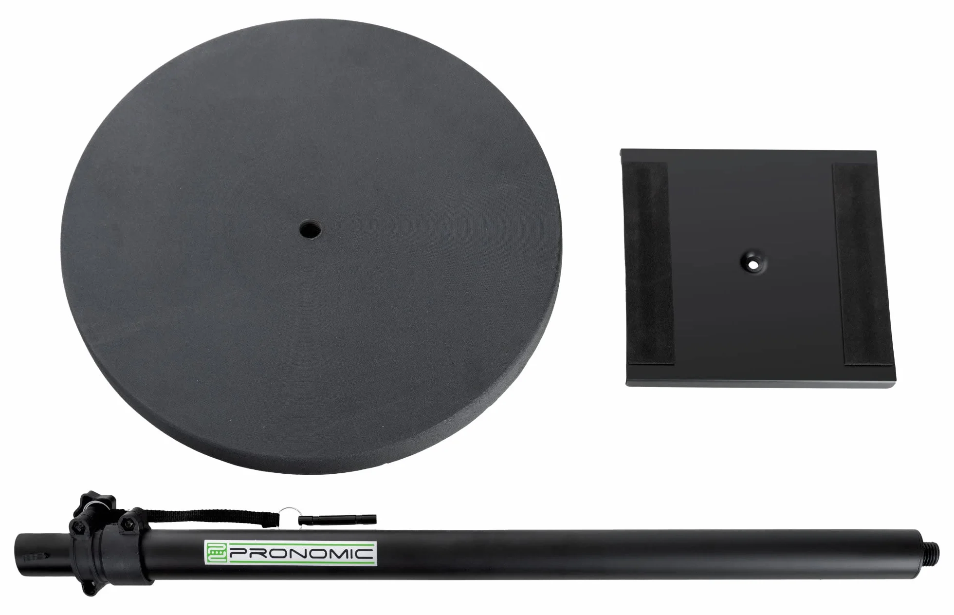 Pronomic SLS-128 BK Soporte para Monitor de Estudio Par - 2 Soportes Ajustables (75-123.5 cm) con Base Redonda Estable y Superficie de Apoyo 23x23 cm para Altavoces de Estudio.