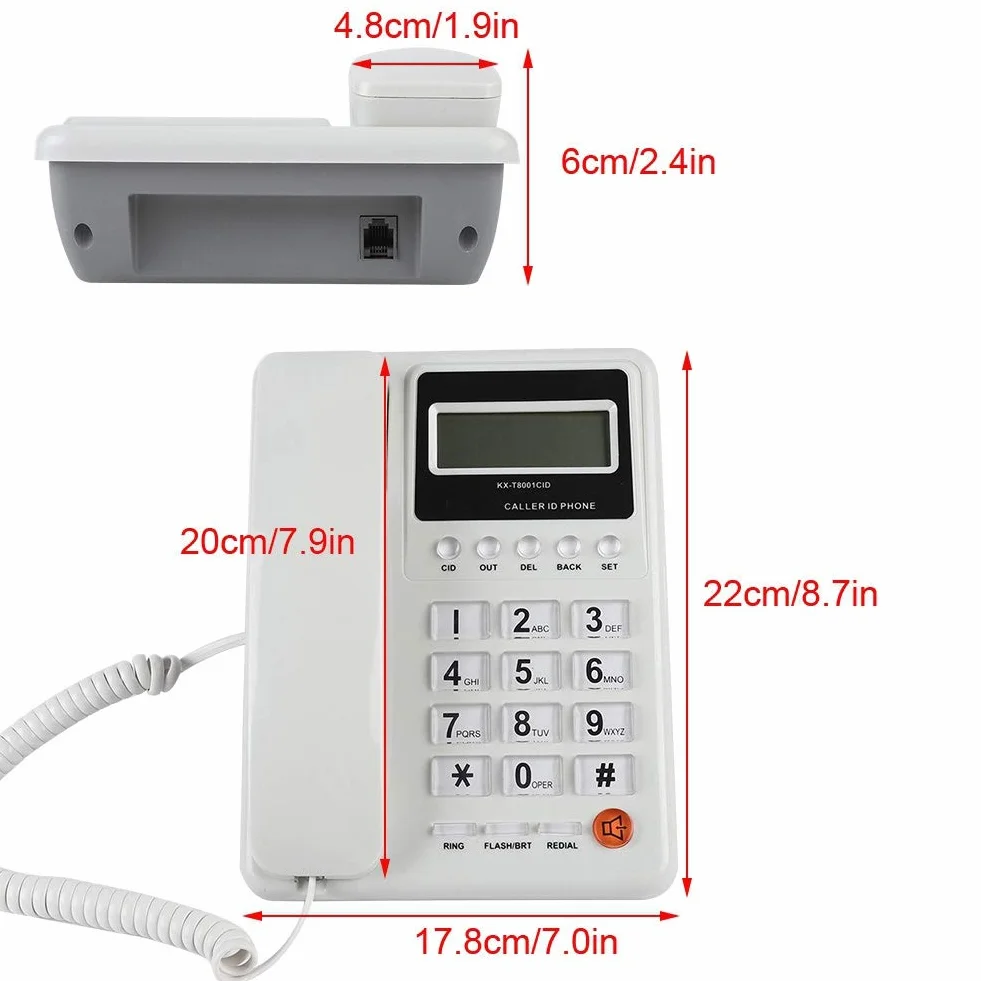 Teléfono Fijo con Contestador Automático y Identificador de Llamadas DTMF/FSK para Hogar, Hotel u Oficina