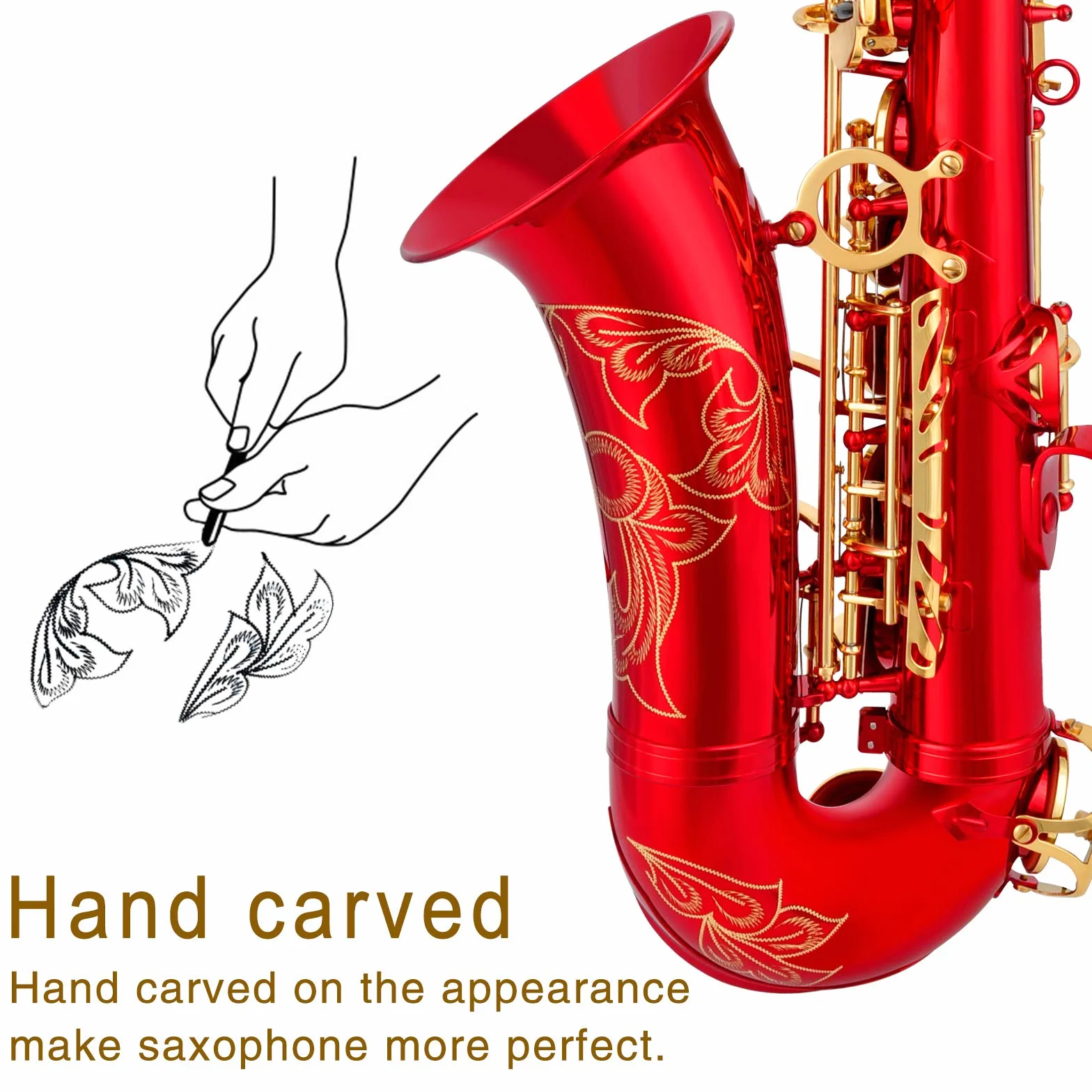 EASTROCK Kit completo de saxofón alto E plano para estudiantes principiantes con funda de transporte, boquilla, almohadillas para boquilla, guantes blancos, correa para el cuello