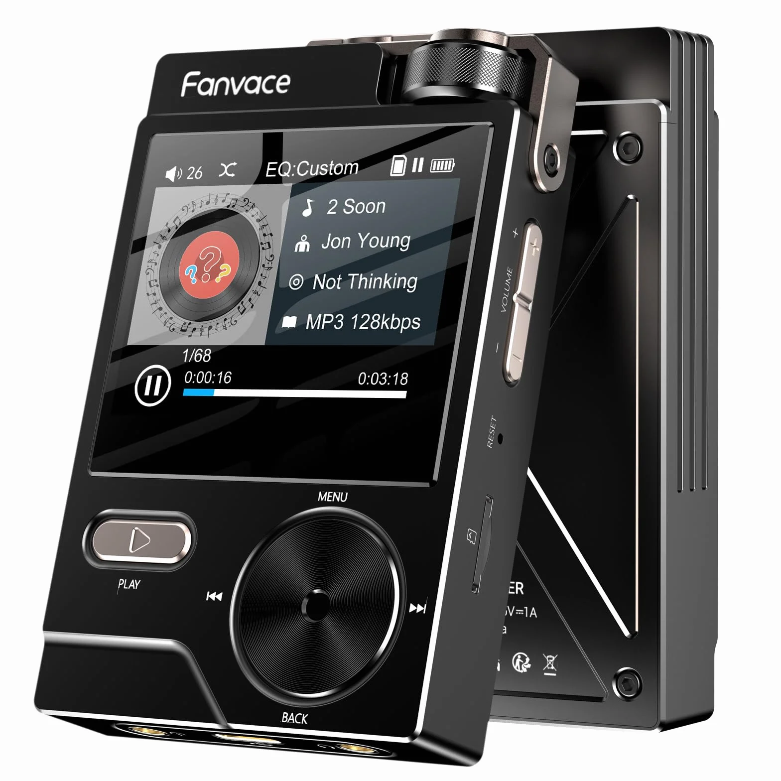 Reproductor MP3 de Alta fidelidad de 64 GB, Reproductor de Audio Digital de Alta resolución DSD sin pérdidas, Reproductor de Audio FLAC DAC portátil, Reproductor de Audio de 192 kHz/24 bits. (Black)