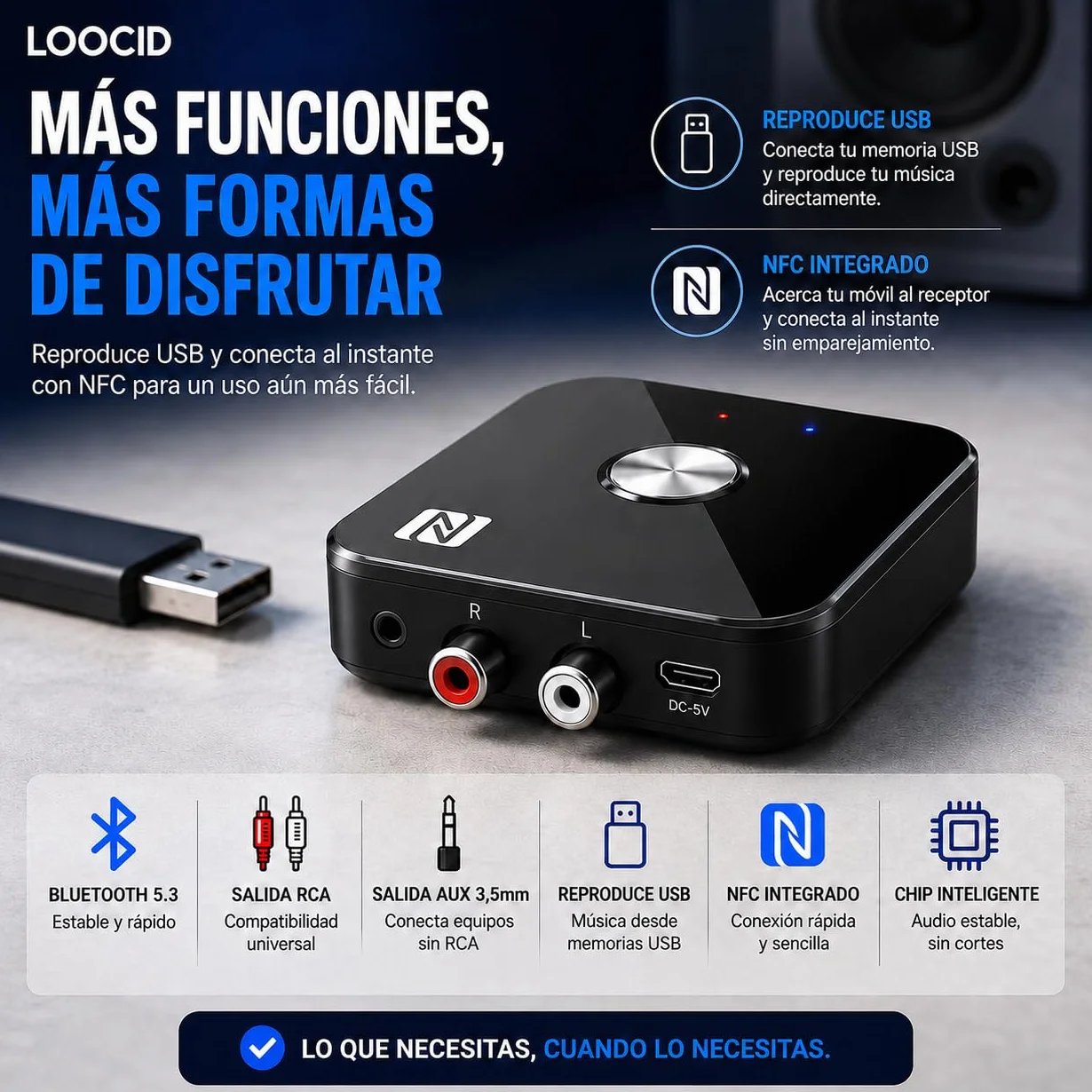Receptor Bluetooth 5.3 HiFi, Receptor Bluetooth Jack 3.5 RCA, Adaptador Bluetooth Audio para Amplificador, Receiver Estéreo Casa Coche, Largo Alcance y Baja Latencia