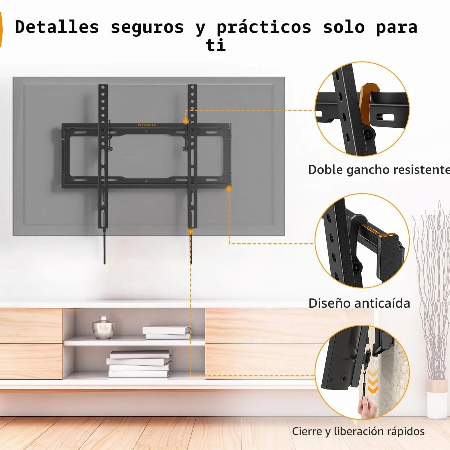 Perlegear Soporte de Pared para TV 26-65 Pulgadas, Inclinable, 45 kg, VESA 400x400 mm