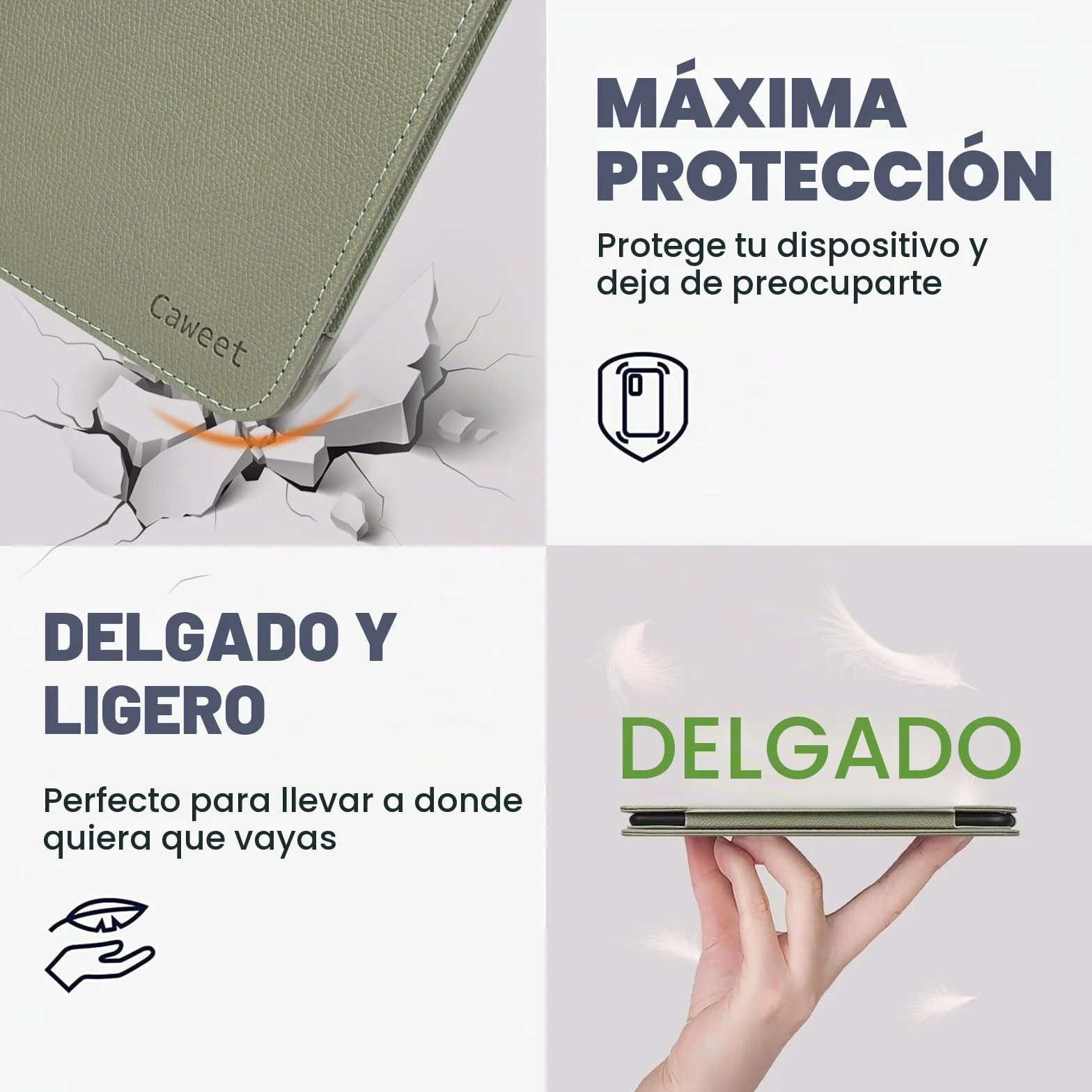 Caweet Funda para Kobo Clara Colour/BW de 6 Pulgadas, Lanzamiento 2024, Cubierta de Soporte Plegable de Piel de PU Premium con Ranura para Tarjeta y Correa para la Mano, Verde