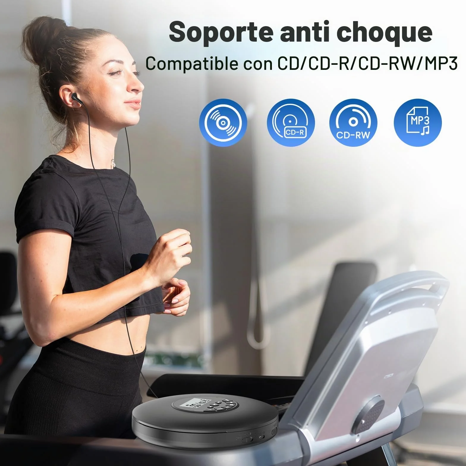 Reproductor de CD portátil Arafuna Discman Compatible con CDs CD-R CD-RW Antichoque