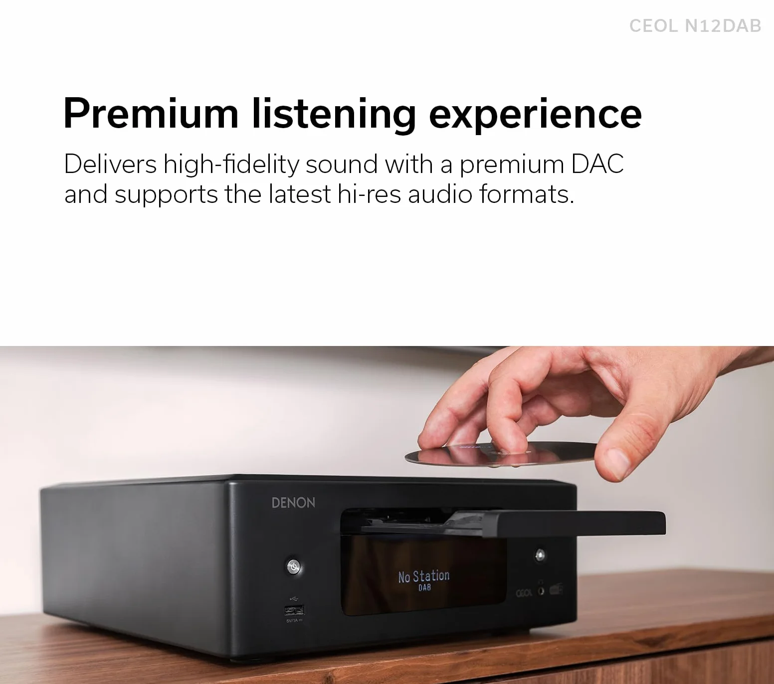 Denon CEOL N12DAB - Sistema Todo en uno con Reproductor de CD, Radio Dab/FM, HDMI ARC y HEOS Integrados, Color Negro