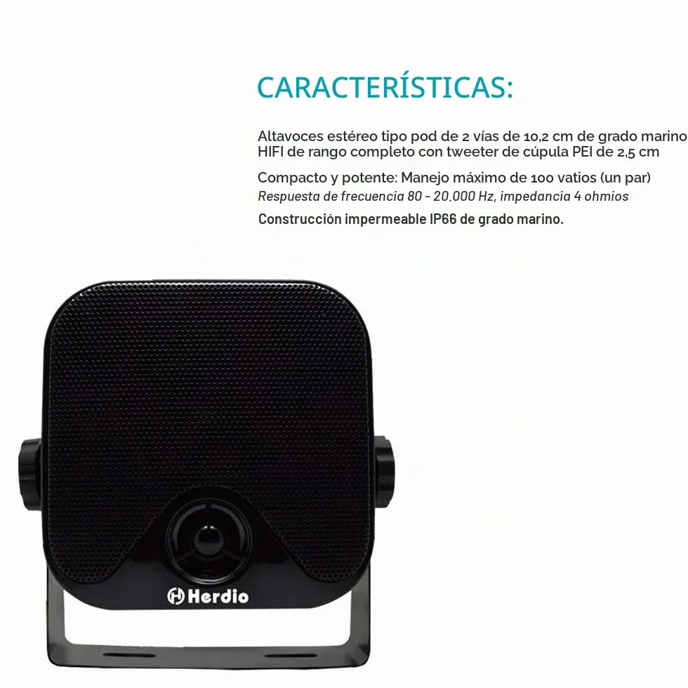 Herdio 4 Inch Resistente al Agua Barco Marina Caja Exterior Altavoces Superficie Montado para Skid Steer ATV UTV RZR Golf Carro Tractor Powersports Barco Camión Jeep