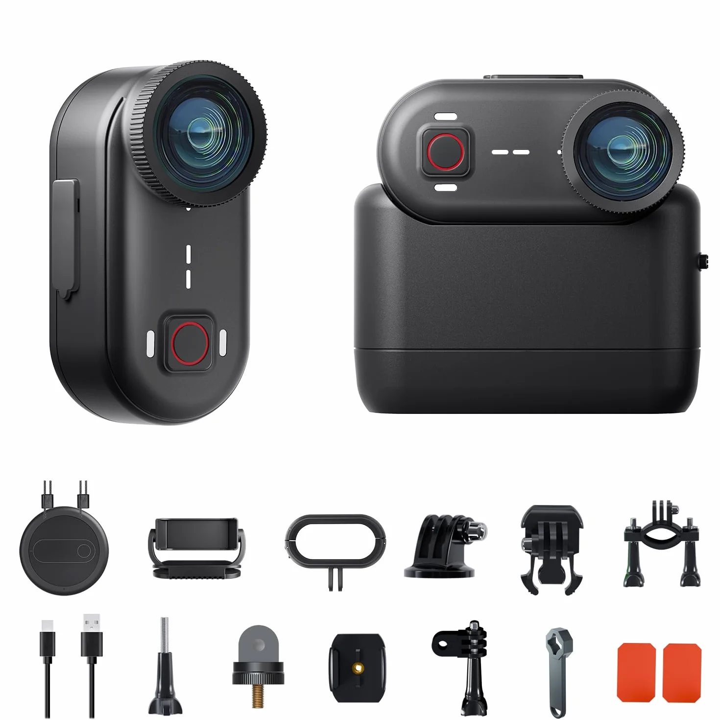 Apexcam K80 Pequeña Cámara Deportiva con Memoria integrada de 128GB 4k WiFi Portable Vlogging Cámara con EIS 10M Impermeable Cámara Acuática con Grabación en Bucle y 1300mAh Expansion Module
