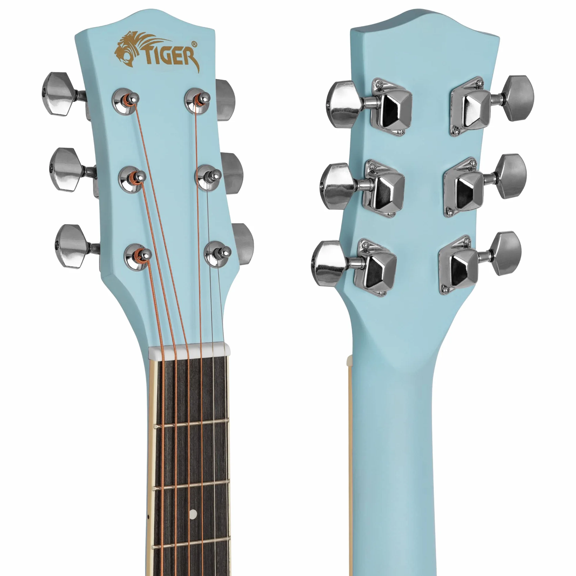TIGER ACG1-LBL-SM Acoustic Steel String Guitar - Matte Baby Blue - Full Size Small Body Parlour Guitar for Ages 12+ Now Including 6 Months Free Lessons