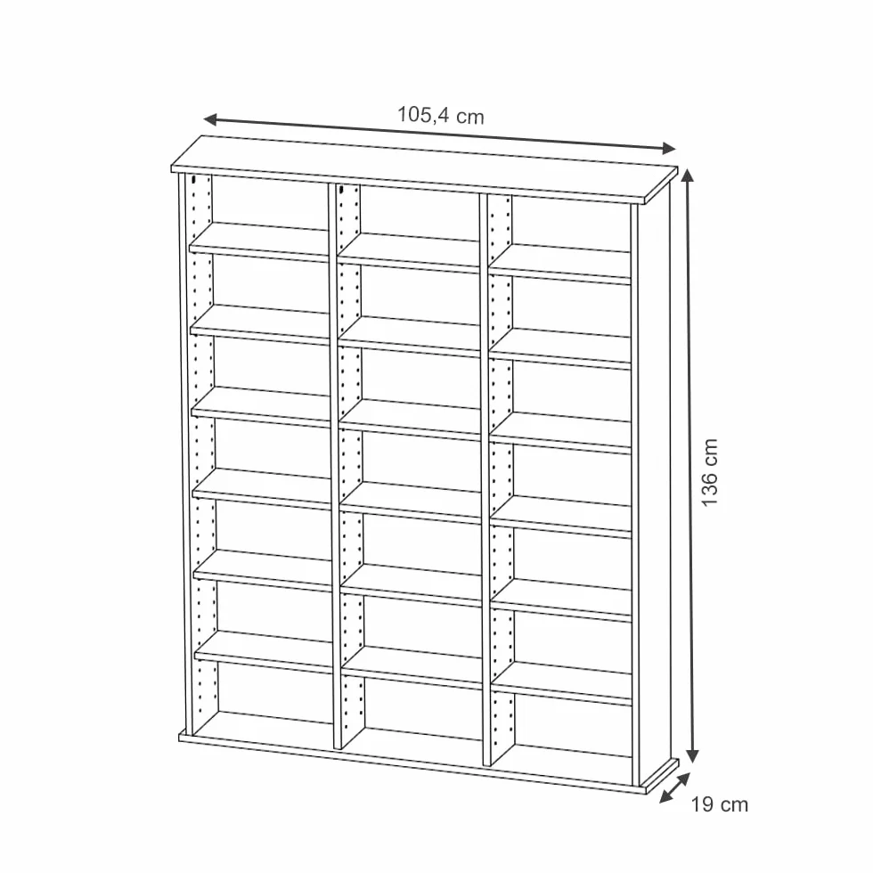 Vicco Estante para CDs Jukebox, Negro, 105.4 x 136 cm, Apto para Uso de pie o montado en Pared