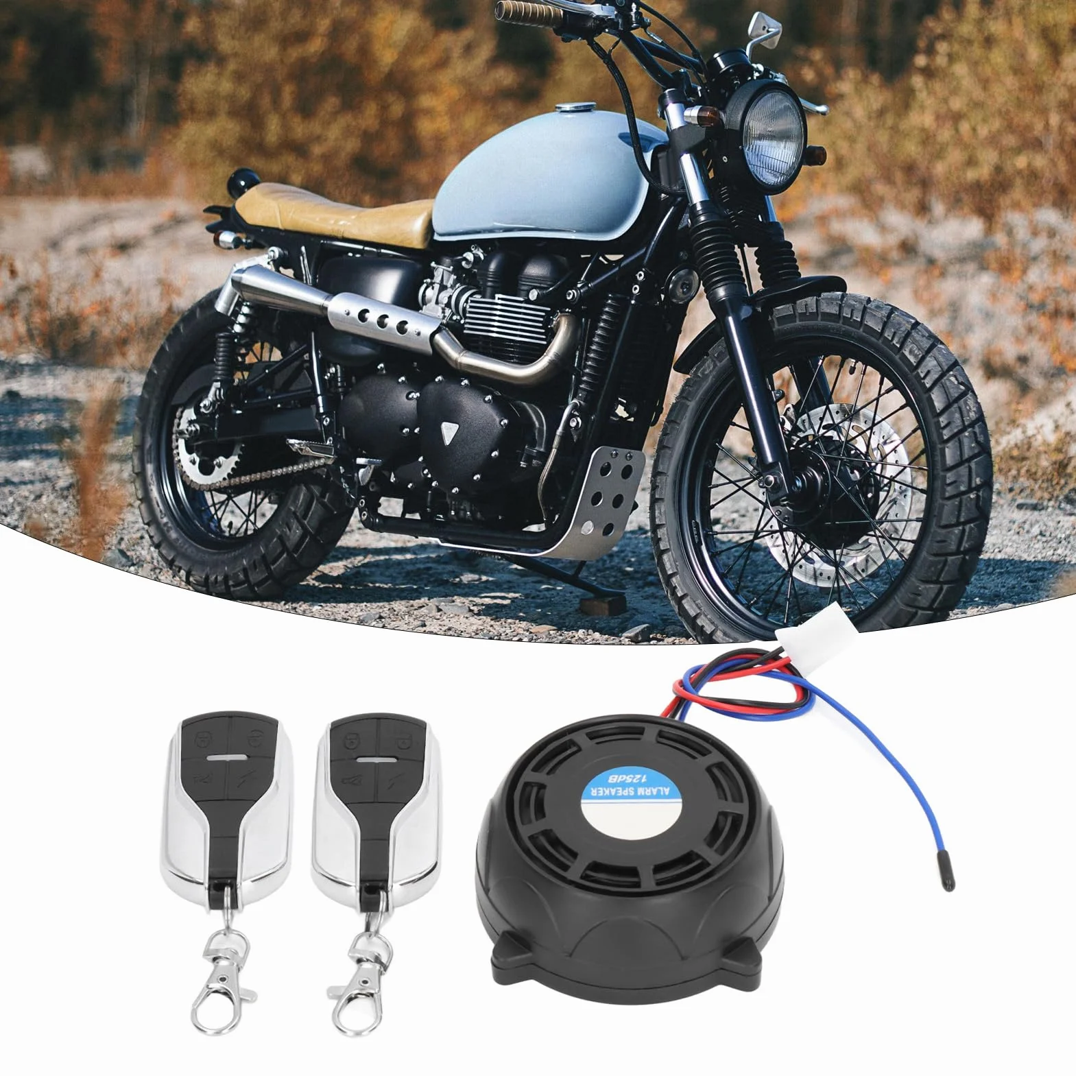 Sistema de Seguridad Antirrobo, KIMISS 12V Sistema de Alarma de Seguridad para Motocicletas Antirrobo 2 Control Remoto Impermeable Universal para Motos